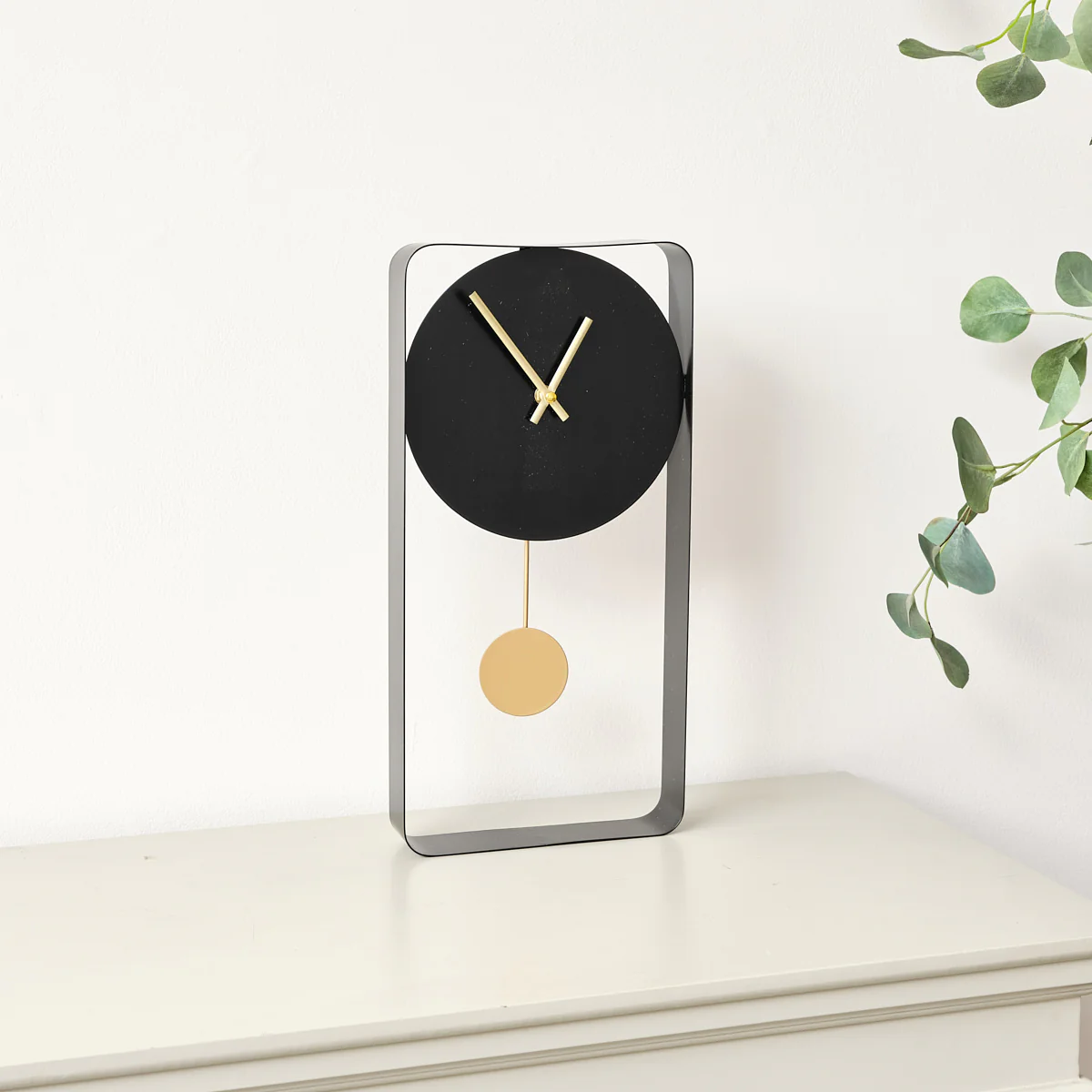 Black Metal Pendulum Wall Clock 41cm - Image 3