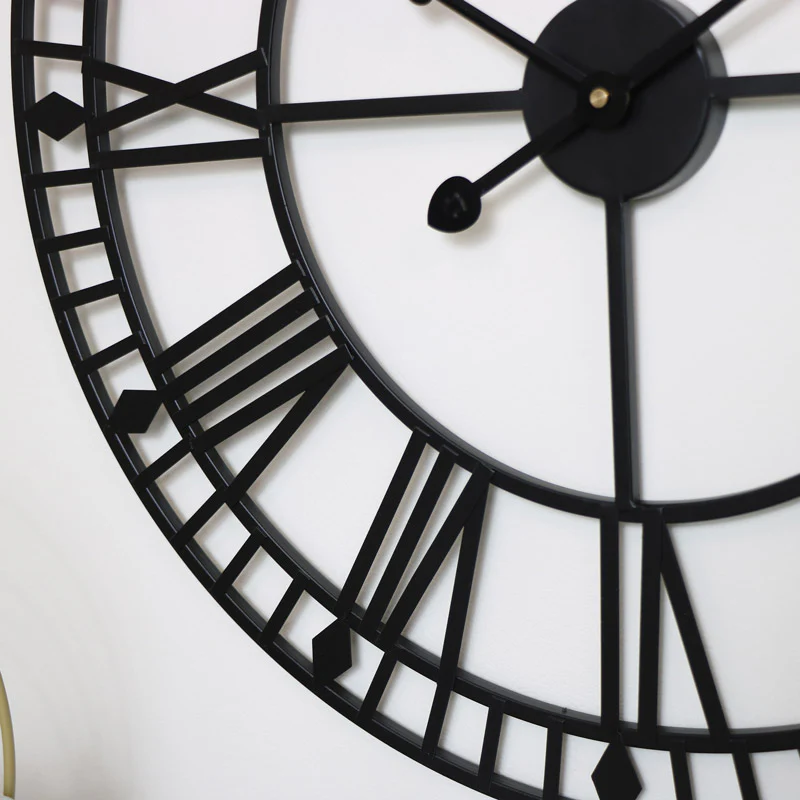 Black Metal Skeleton Clock 60cm x 60cm - Image 3
