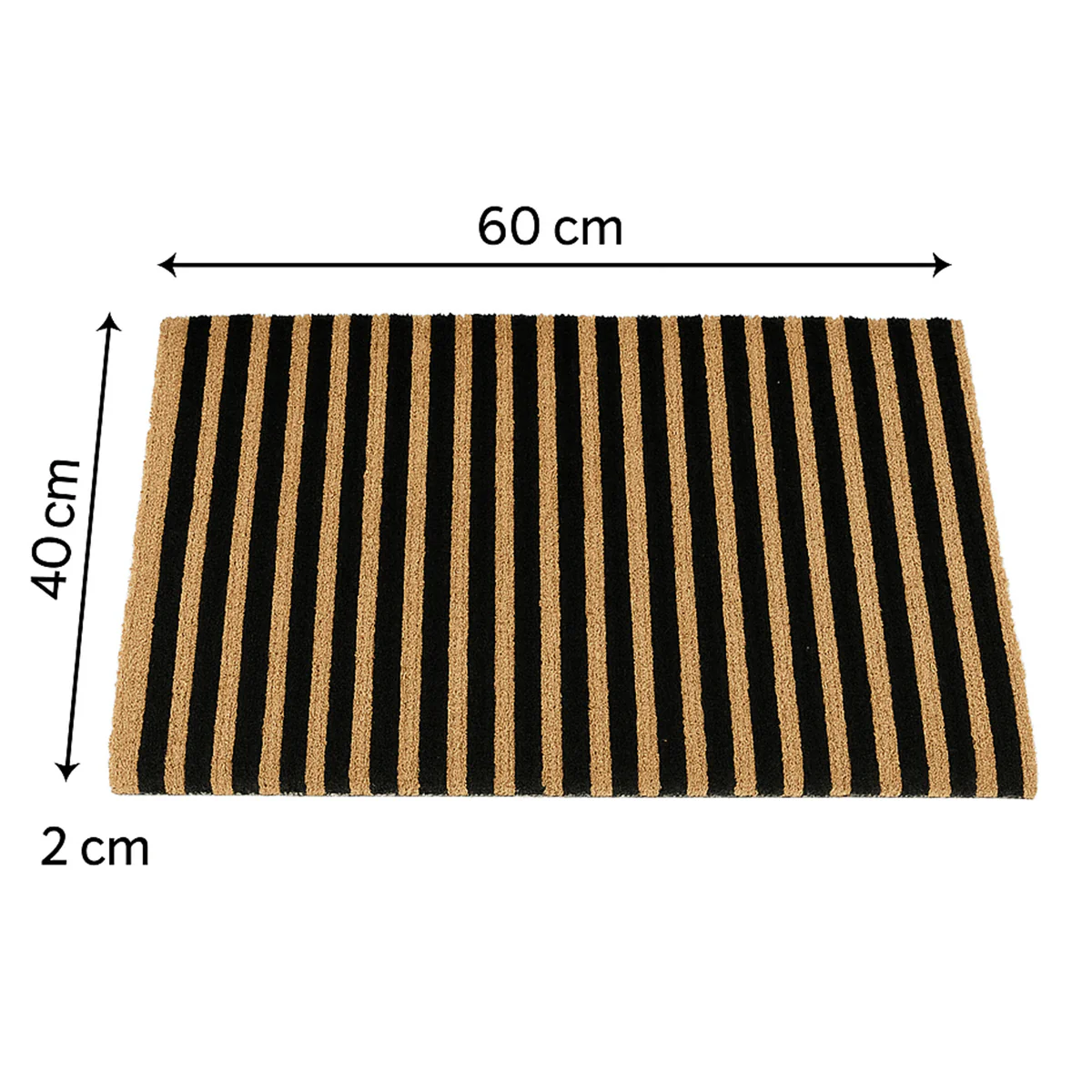 Black & Natural Striped Print Coir Door Mat 40cm x 60cm - Image 5