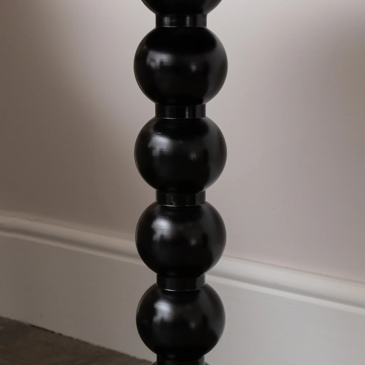 Black Painted Round Wooden Bobble Side Table - 45cm x 56.5cm - Image 3