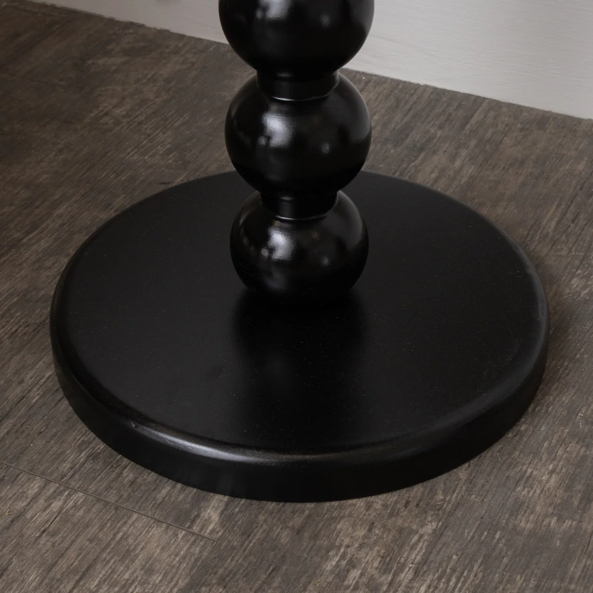 Black Painted Round Wooden Bobble Side Table - 45cm x 56.5cm - Image 4