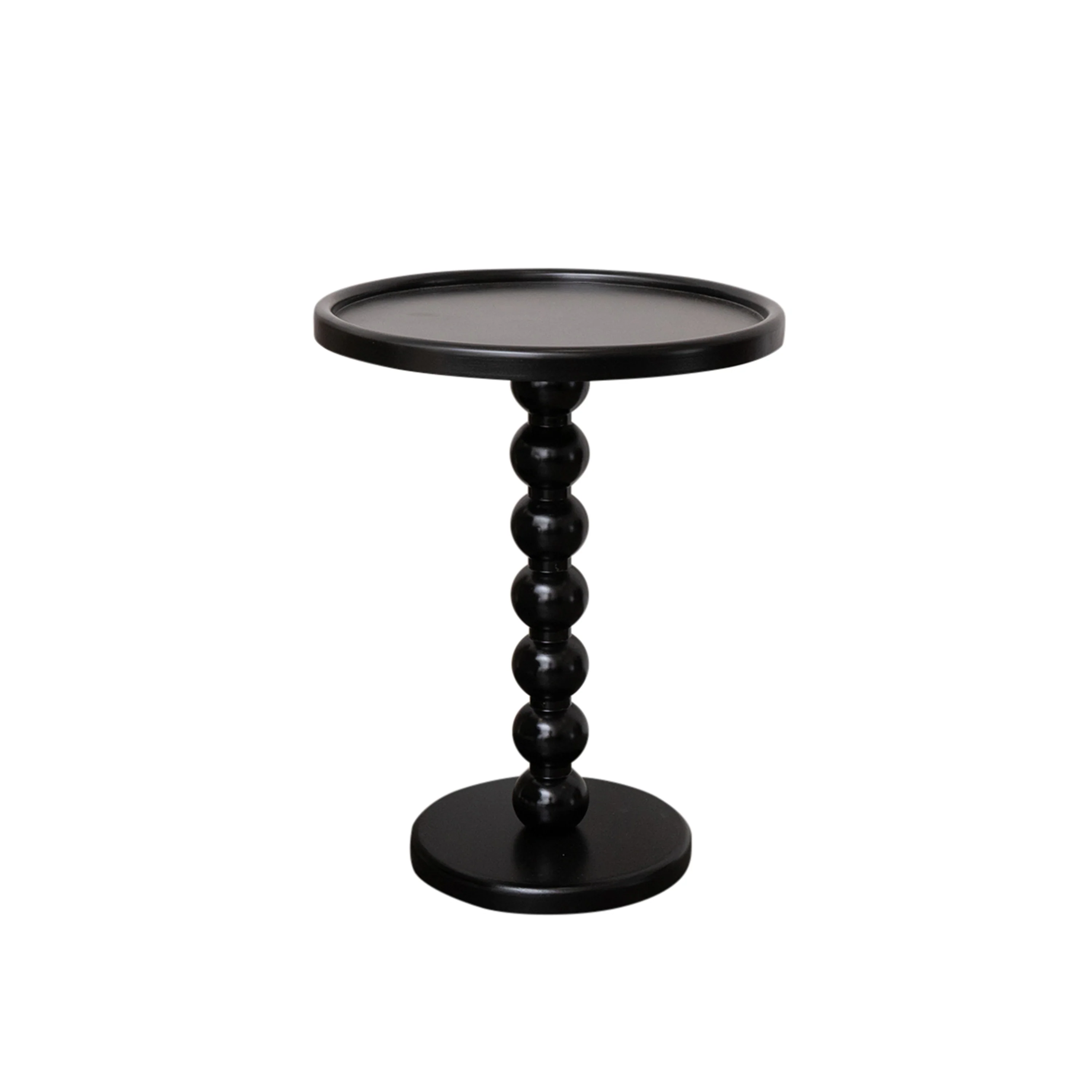 Black Painted Round Wooden Bobble Side Table - 45cm x 56.5cm - Image 7