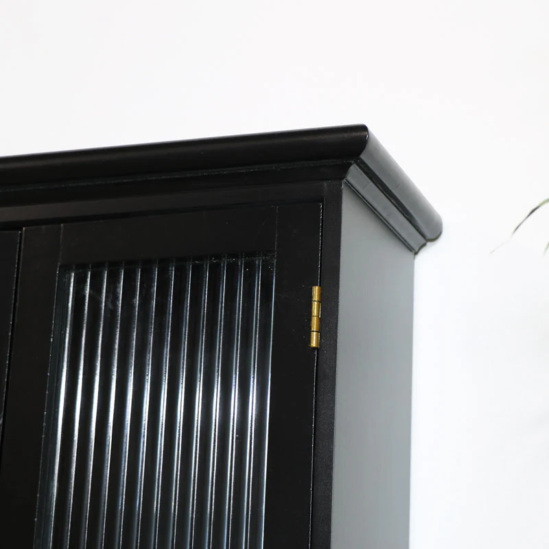 Black Reeded Glass Wall Cabinet - Image 3