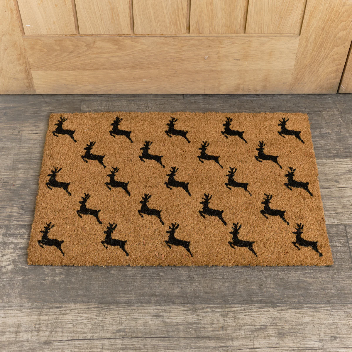 Black Reindeer Detail PVC Backed Coir Doormat 60cm x 40cm - Image 3