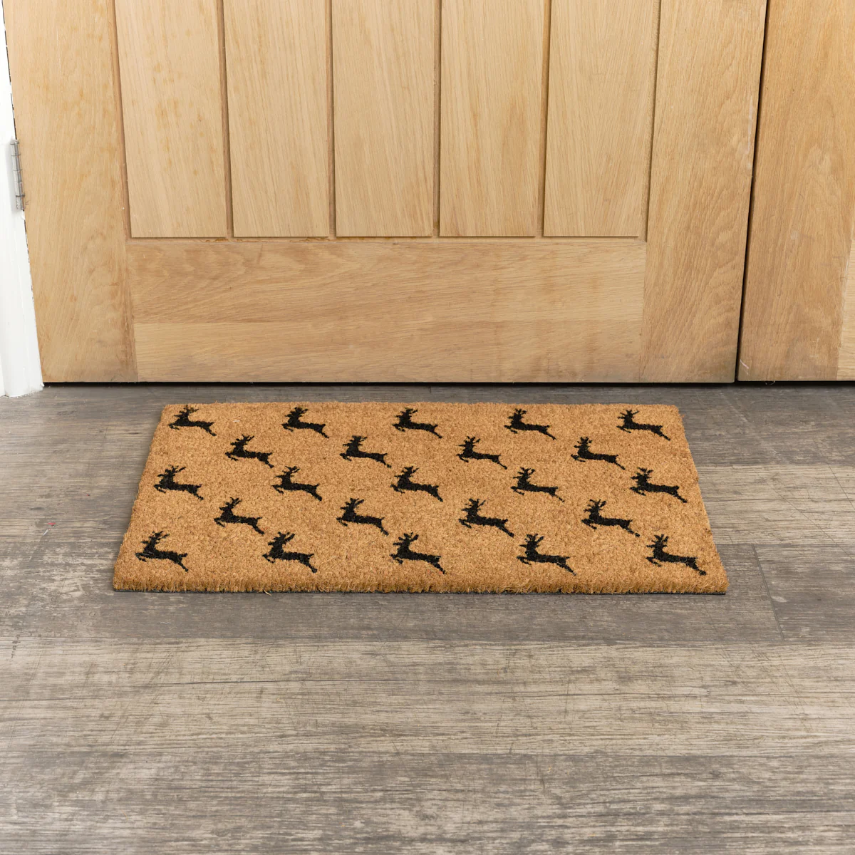 Black Reindeer Detail PVC Backed Coir Doormat 60cm x 40cm - Image 4