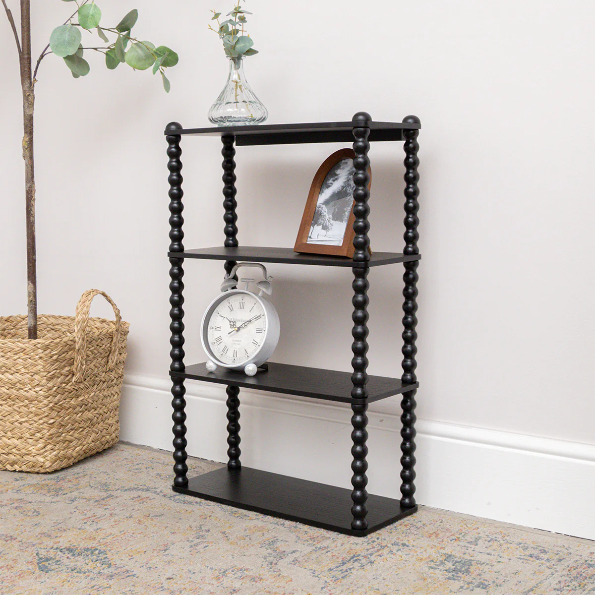 Black Wooden Bobble Framed 4 Tier Shelf - Image 2