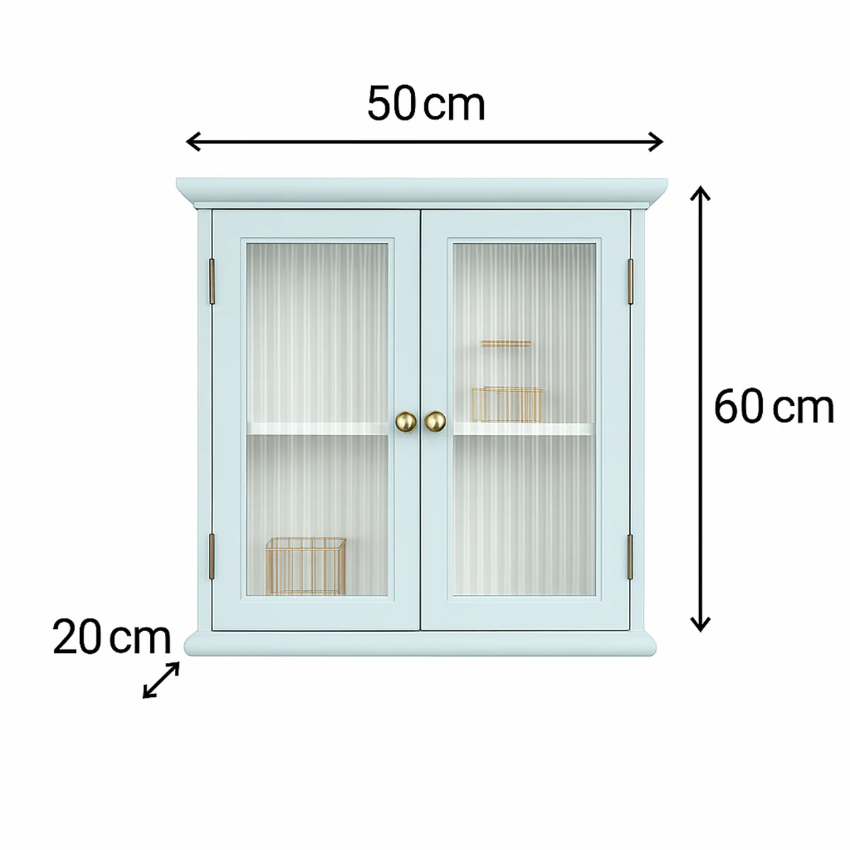 Duck Egg Blue Reeded Glass Wall Cabinet - Image 7