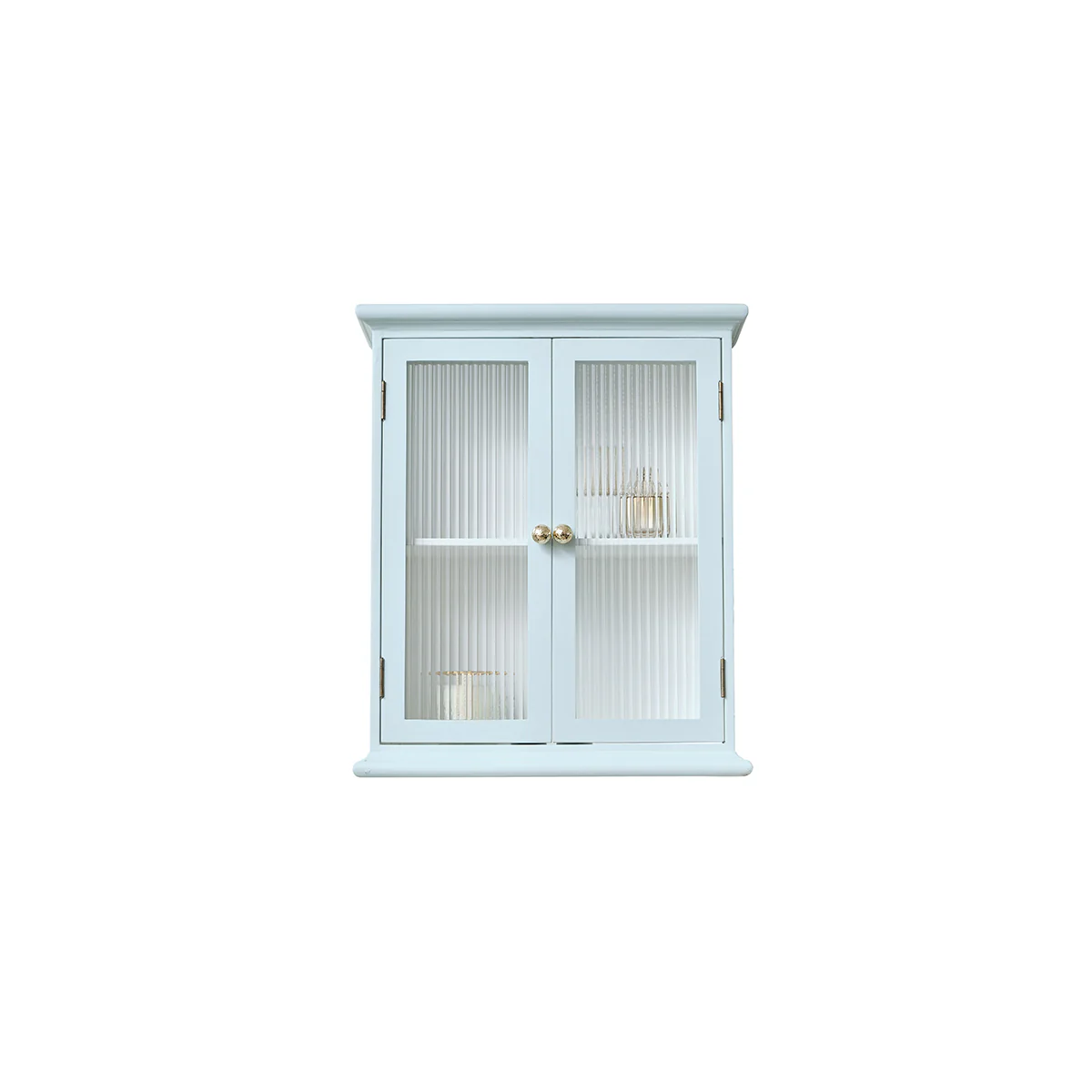 Duck Egg Blue Reeded Glass Wall Cabinet - Image 8