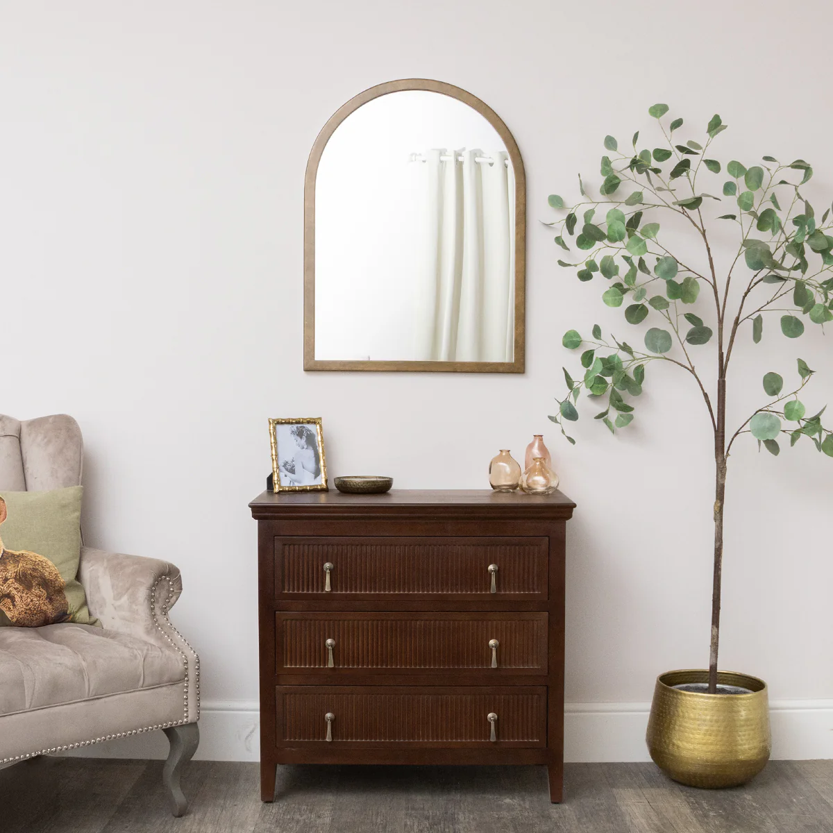 Bronze Framed Arched Wall Mirror - 60cm x 80cm - Image 9