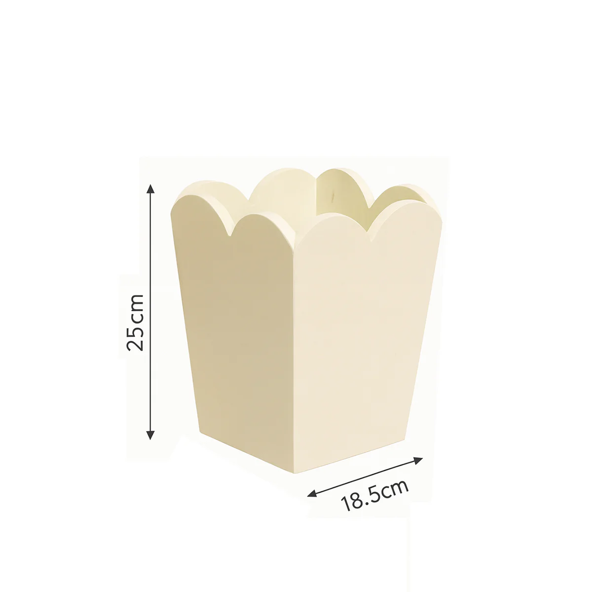 Cream Wooden Scalloped Edge Waste Paper Bin - Image 7