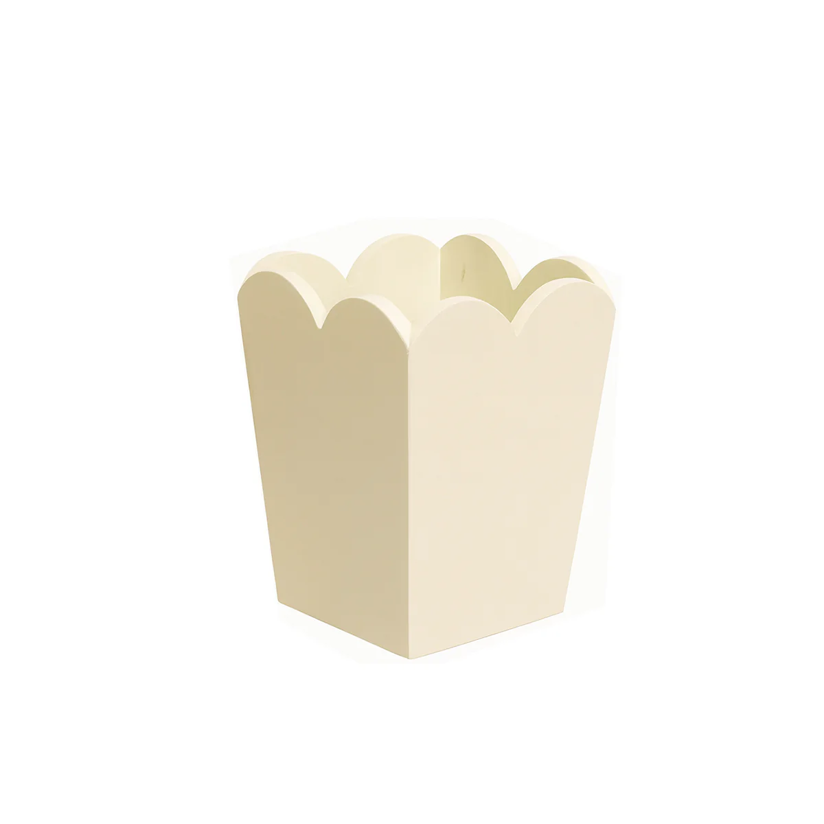 Cream Wooden Scalloped Edge Waste Paper Bin - Image 8