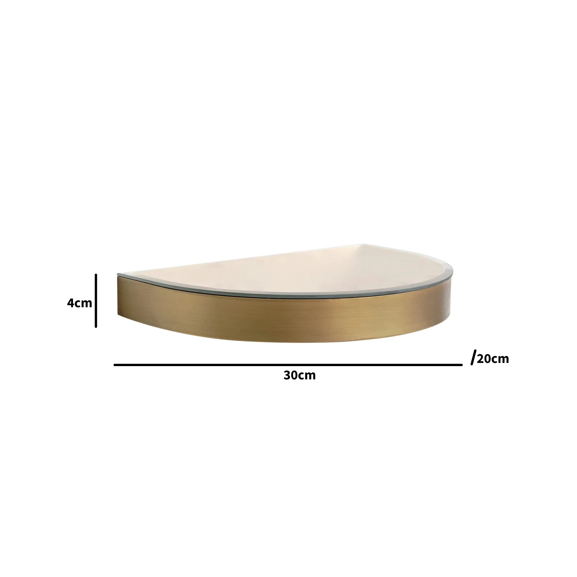 Curved Champagne With Gold Edge Mirrored Floating Wall Shelf - Image 5