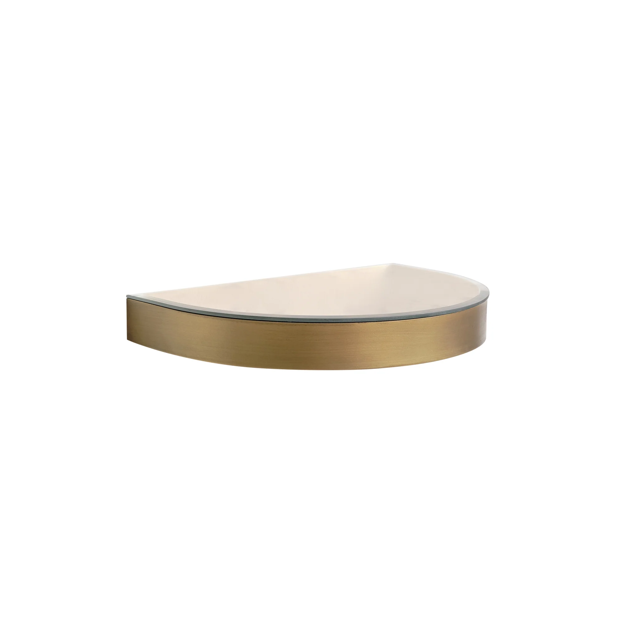 Curved Champagne With Gold Edge Mirrored Floating Wall Shelf - Image 6