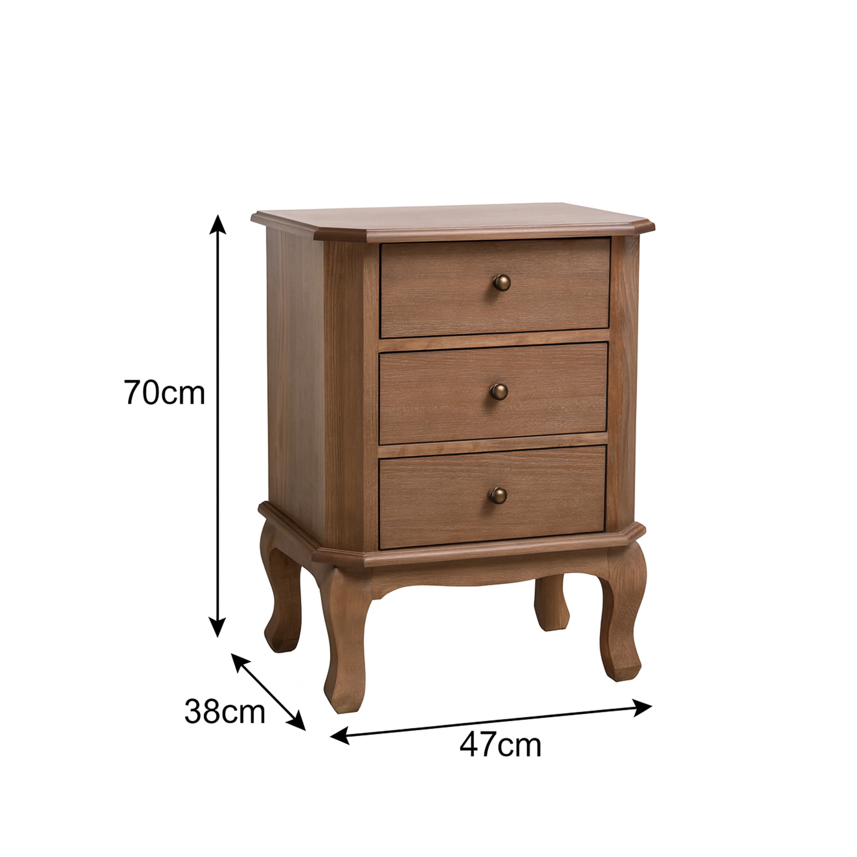 Dark Wood 3 Drawer Bedside Table - Ashwell Range - Image 9