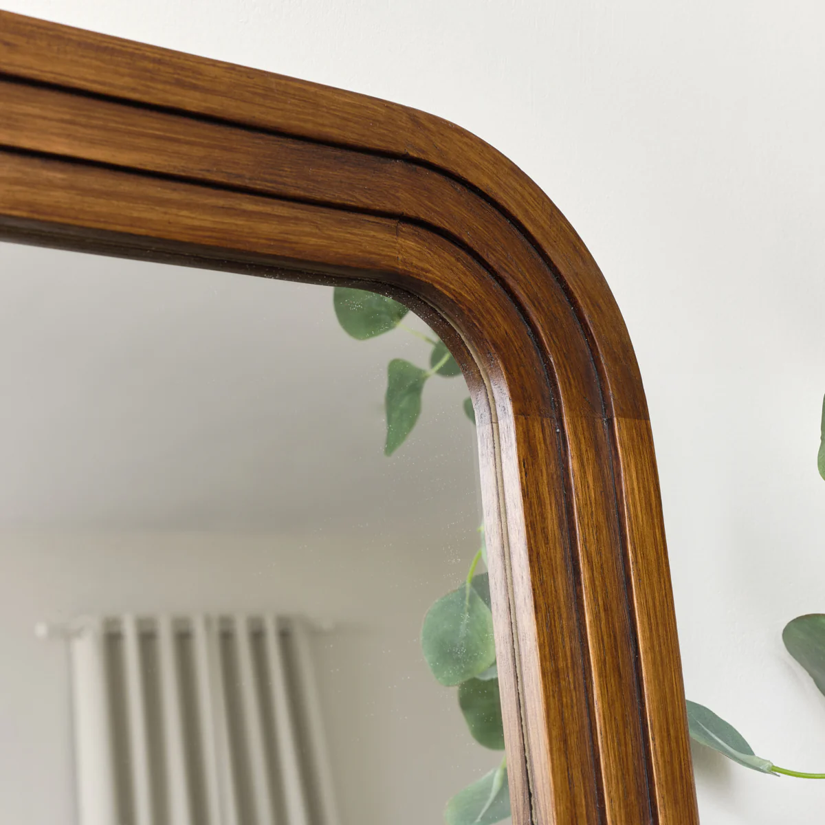 Dark Wood Arched Frame Wall Mirror 60cm x 140cm - Image 3