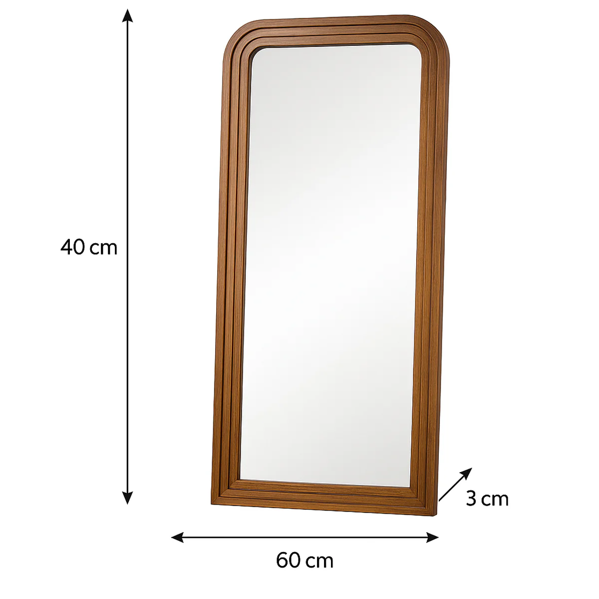 Dark Wood Arched Frame Wall Mirror 60cm x 140cm - Image 7