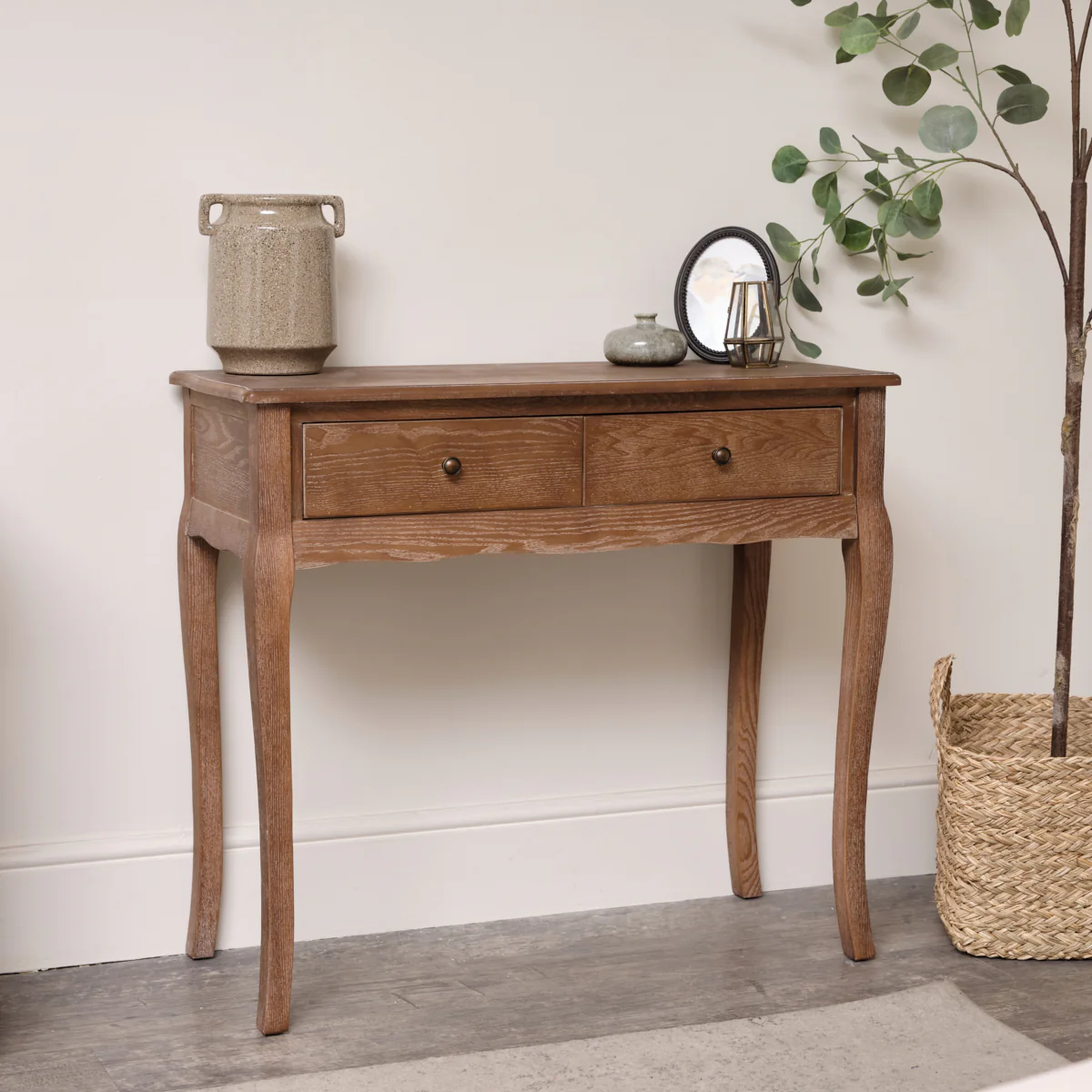 Dark Wood Dressing Table Desk with Triple Mirror, Stool and Pair of Bedside Tables - Ashwell Range - Image 3
