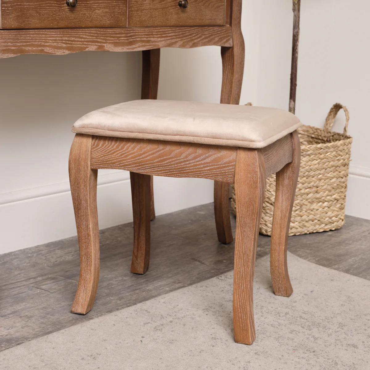 Dark Wood Dressing Table Desk with Triple Mirror, Stool and Pair of Bedside Tables - Ashwell Range - Image 5