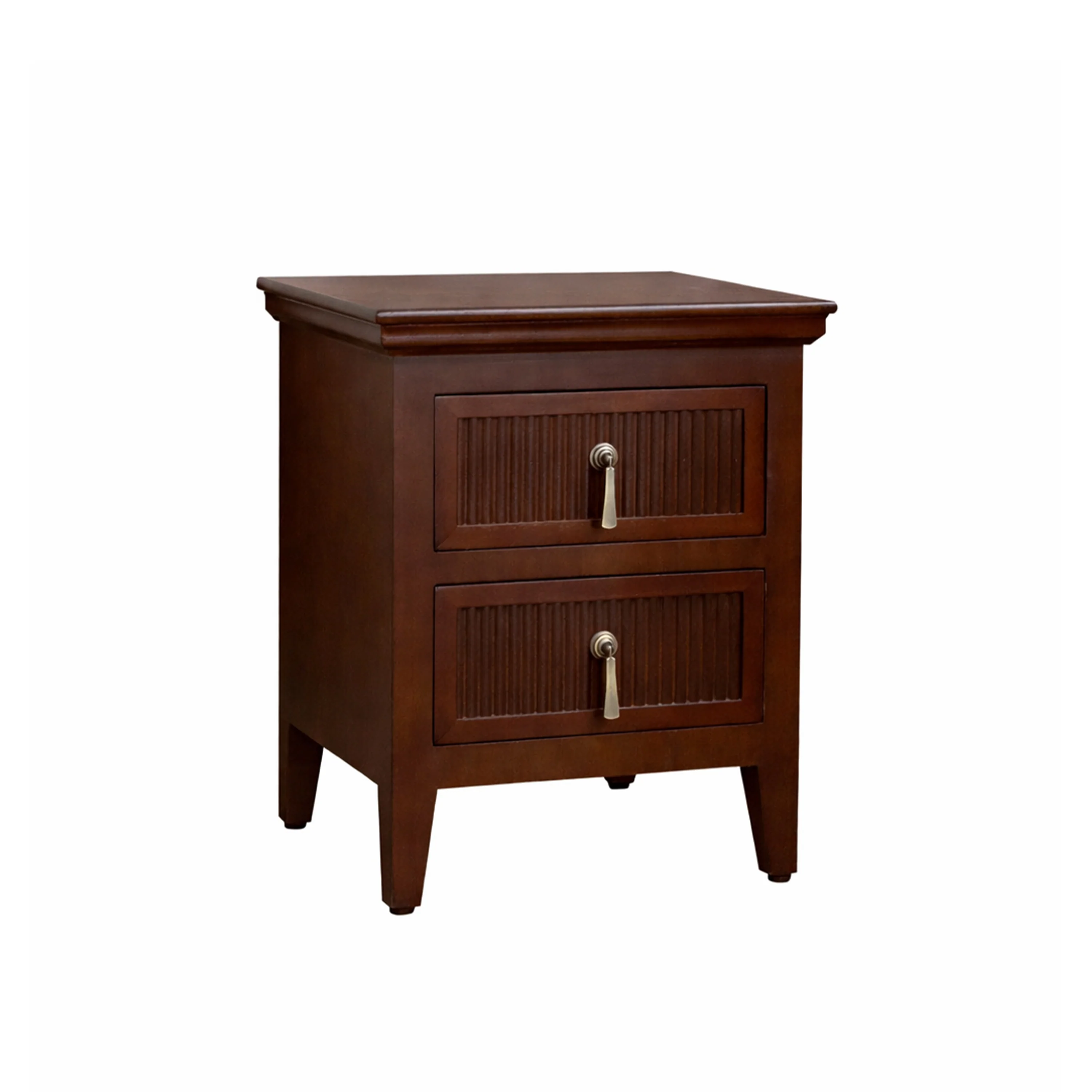 Dark Wood Reeded 2 Drawer Bedside Table - Georgian Range - Image 8