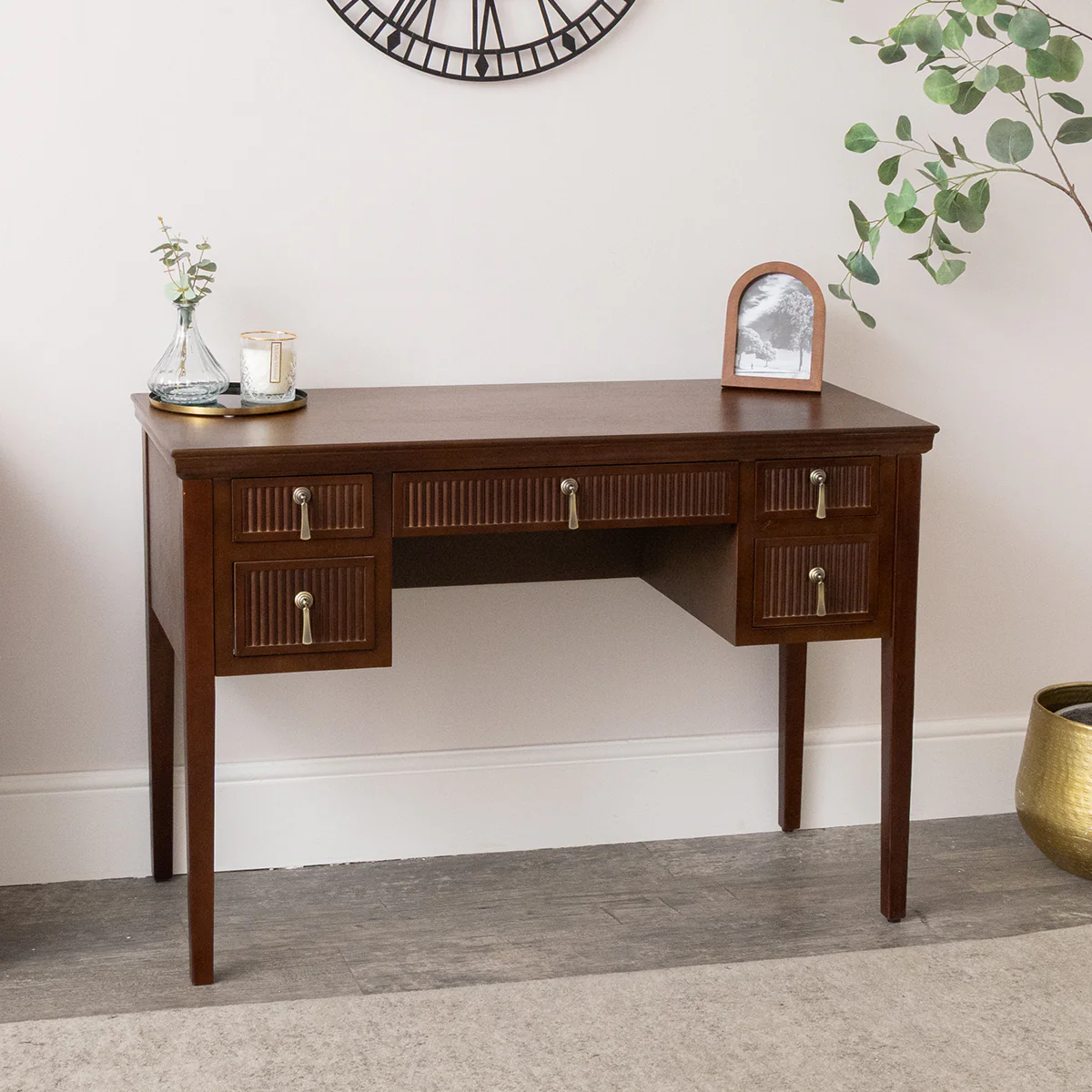 Dark Wood Reeded Dressing Table Set - Georgian Range - Image 11