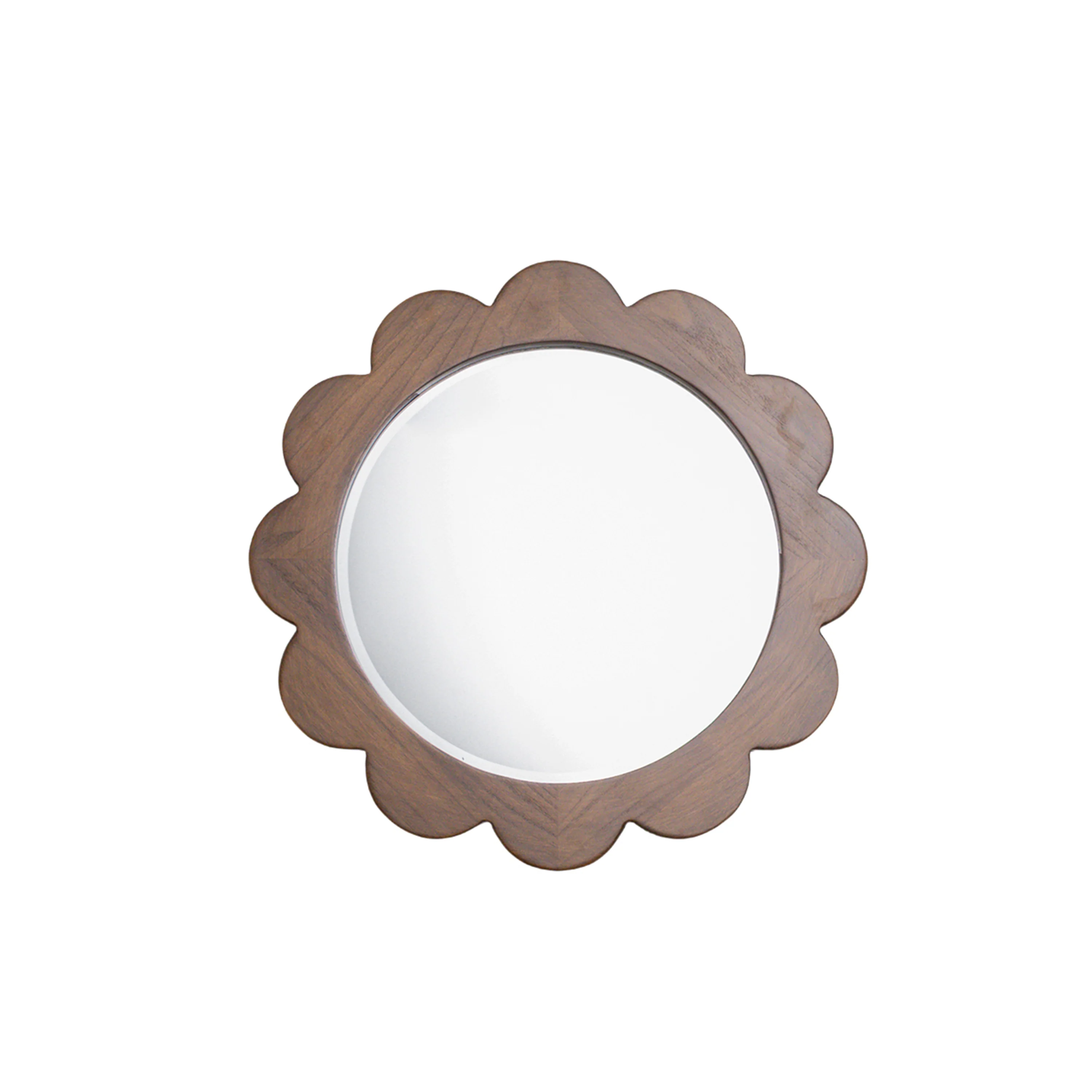 Dark Wood Scalloped Edge Bevelled Wall Mirror - 70cm - Image 8