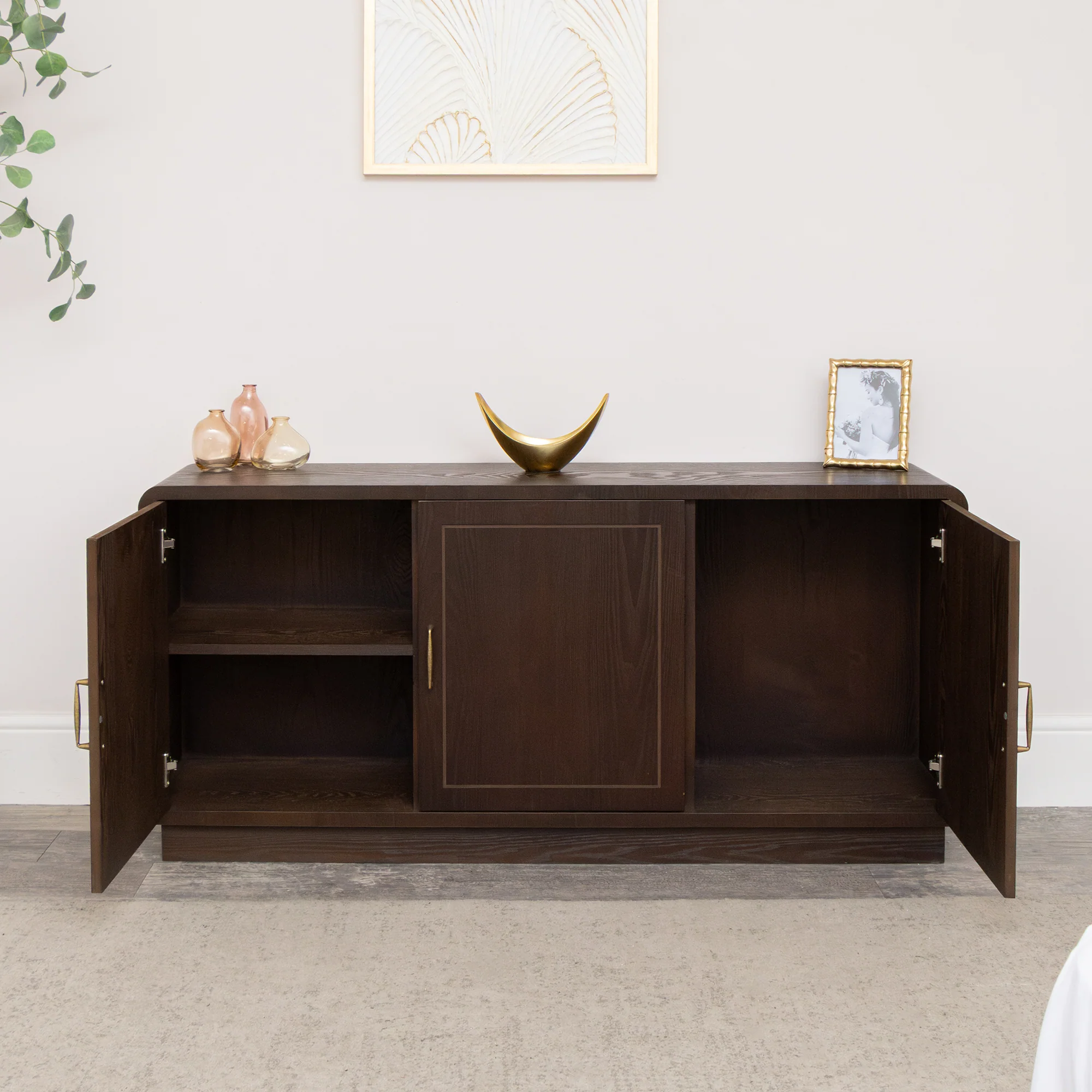 Dark Wooden 3 Door Sideboard - Kingsley Range - Damaged Seconds - Image 9
