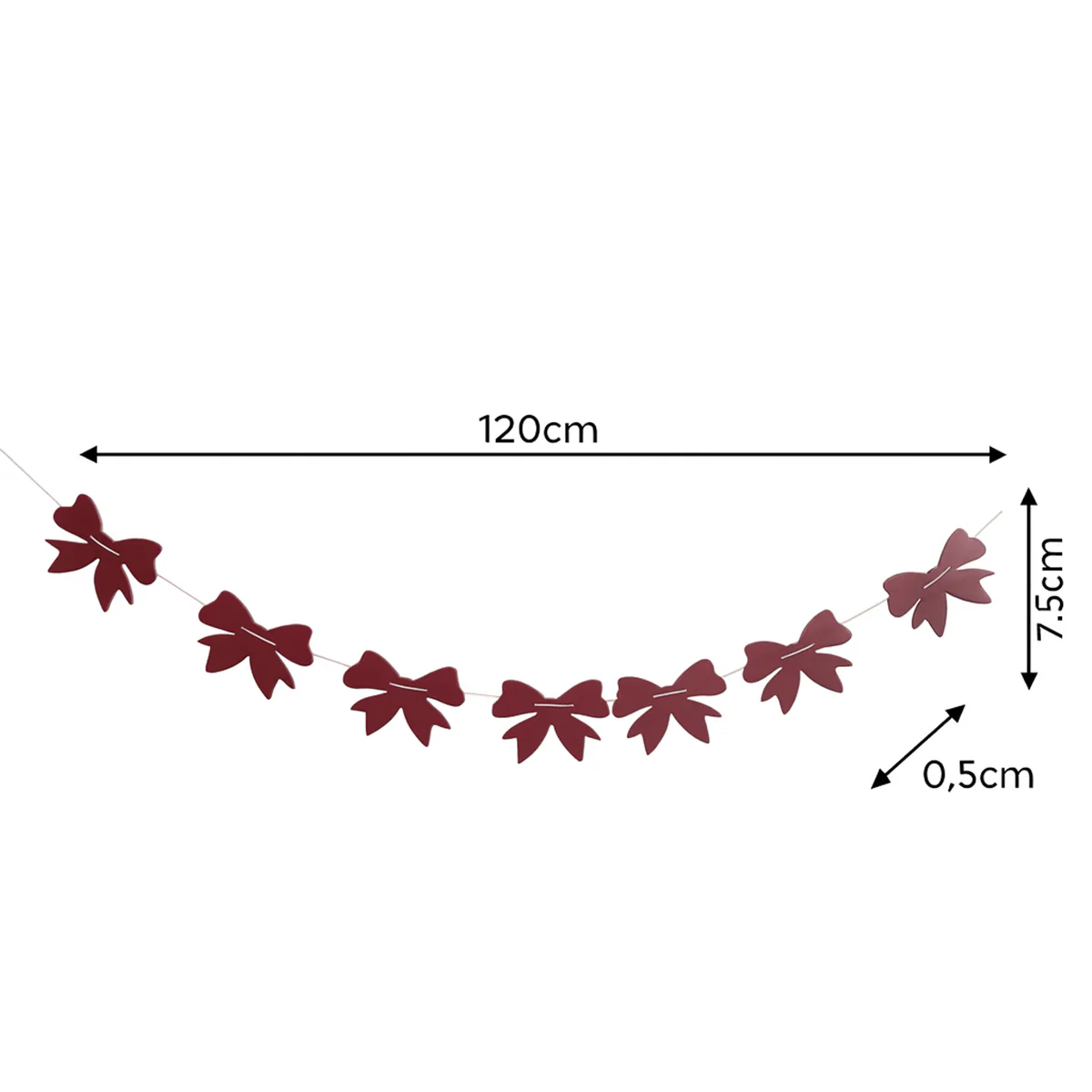 Distressed Dark Red Wooden Bow Garland - 120cm (1.2m / 47.2') - Image 5