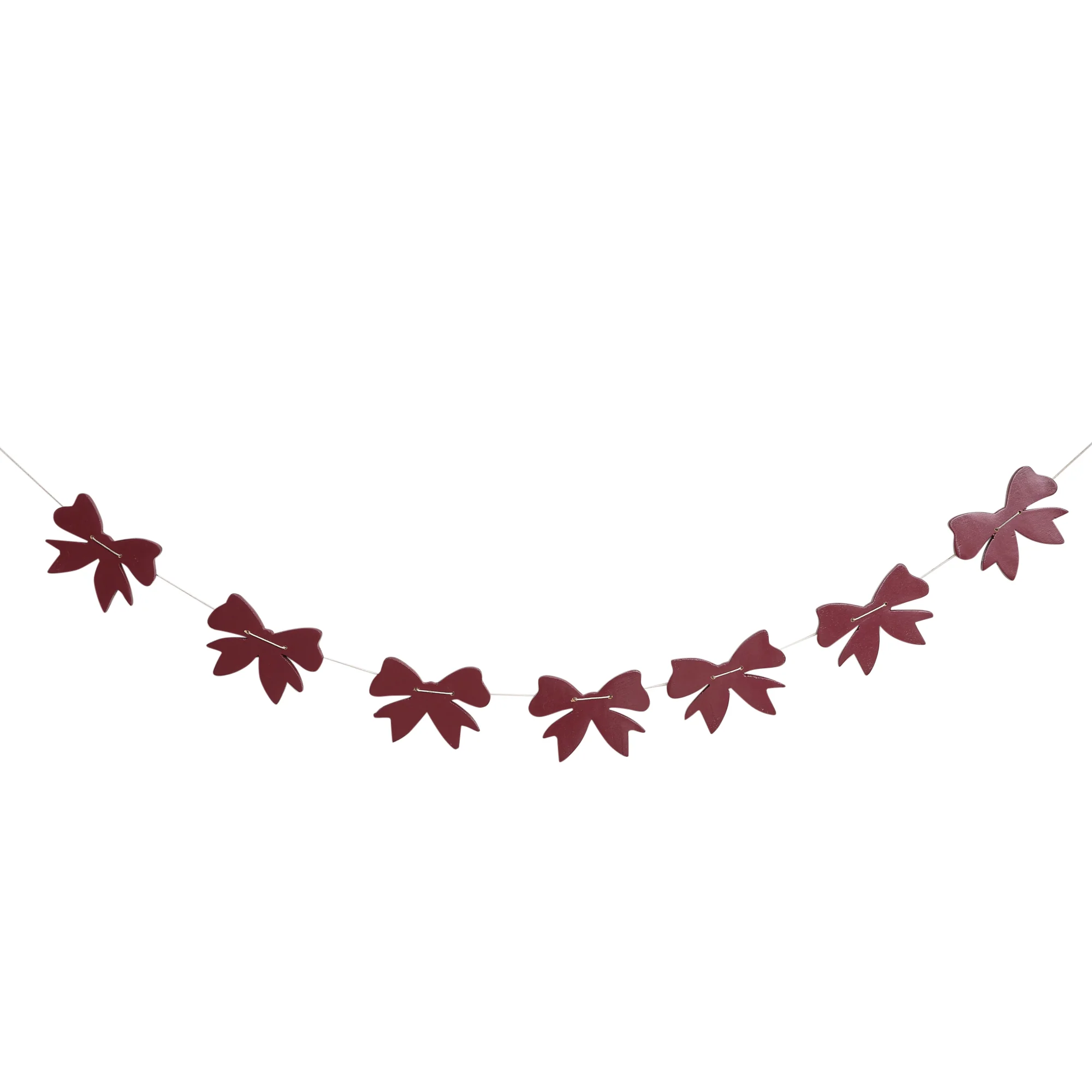 Distressed Dark Red Wooden Bow Garland - 120cm (1.2m / 47.2') - Image 6