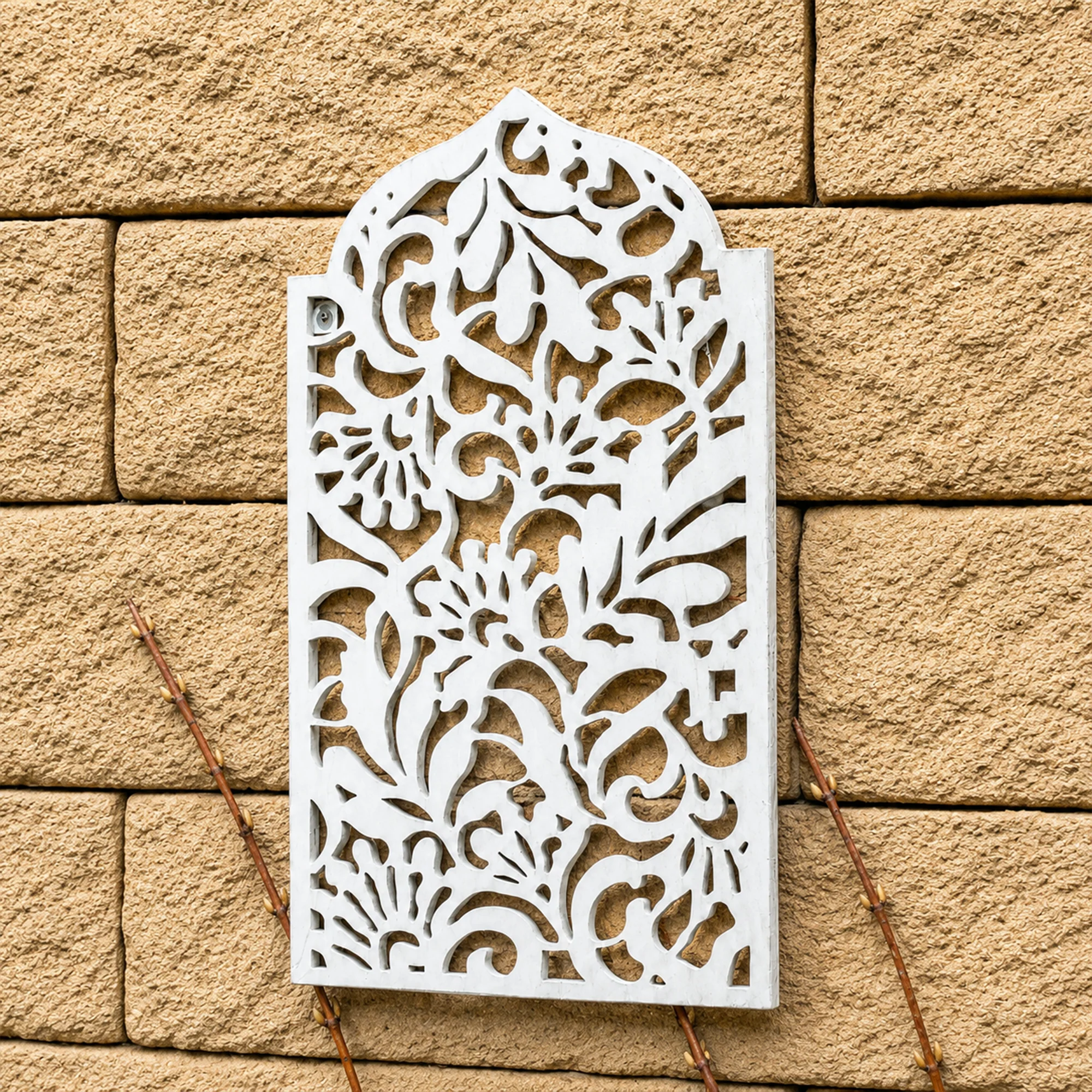 Distressed White Garden Wall Art Plaque - 30cm x 50cm - Image 4