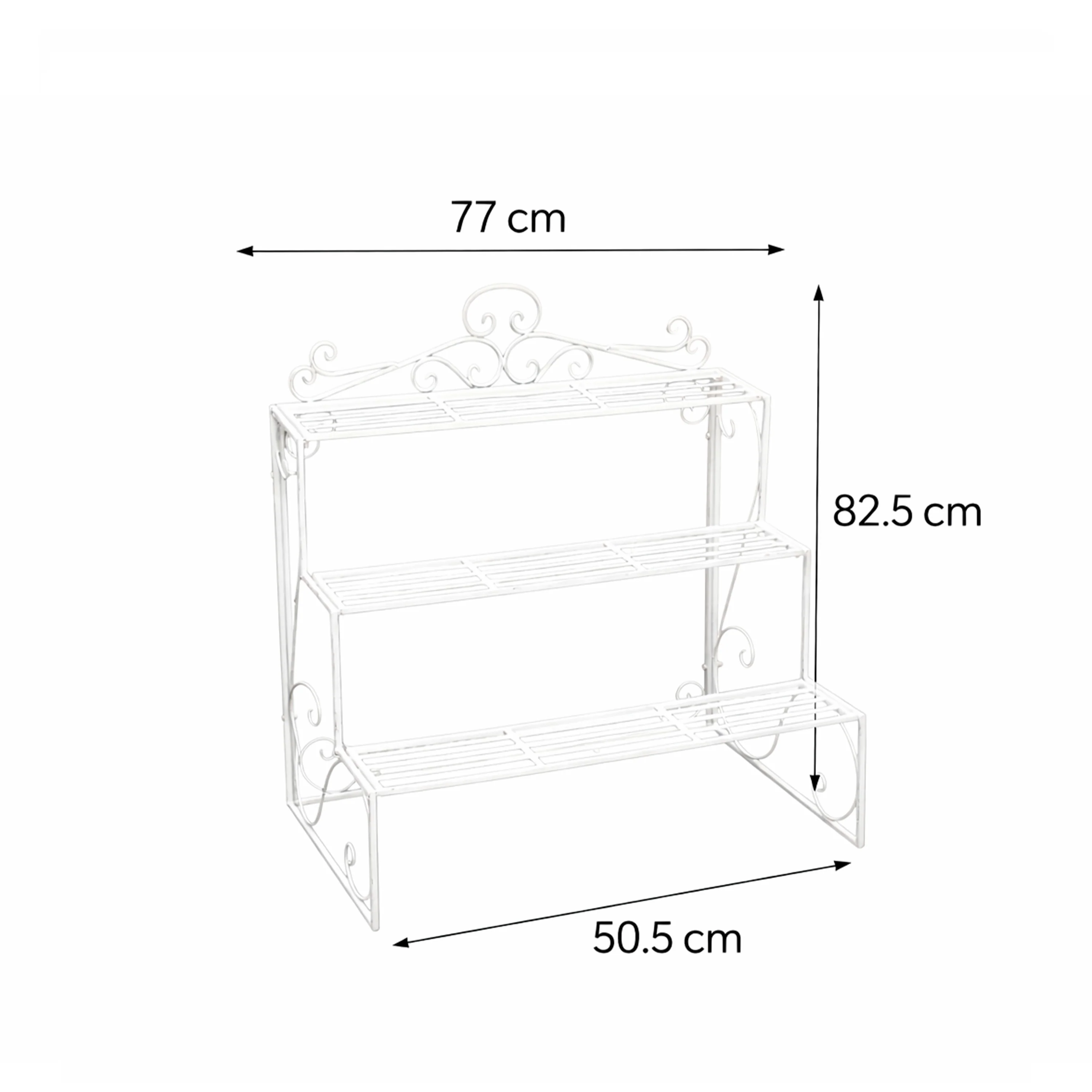 Distressed White Metal Three Tier Plant Theatre Stand - Image 5