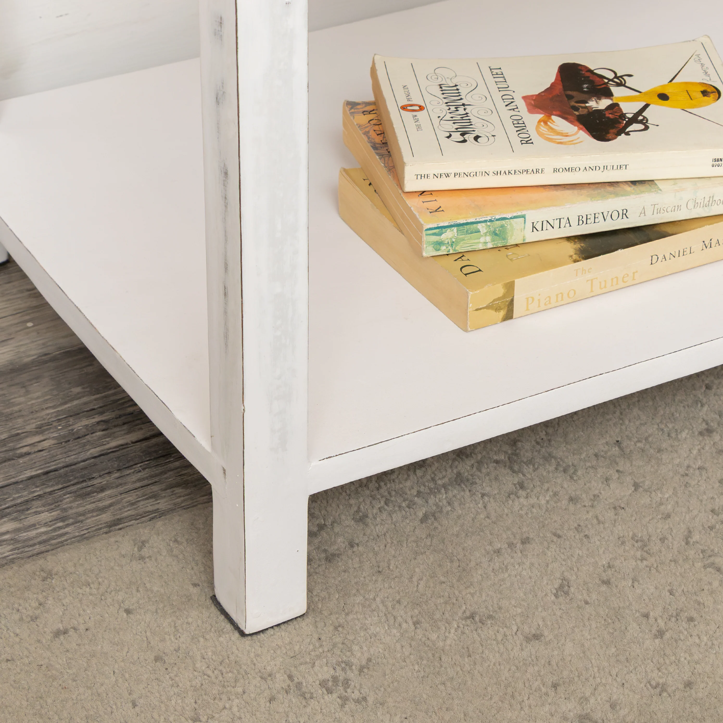 Distressed White Painted Bohemian Side Table - Freya White Range - Image 3