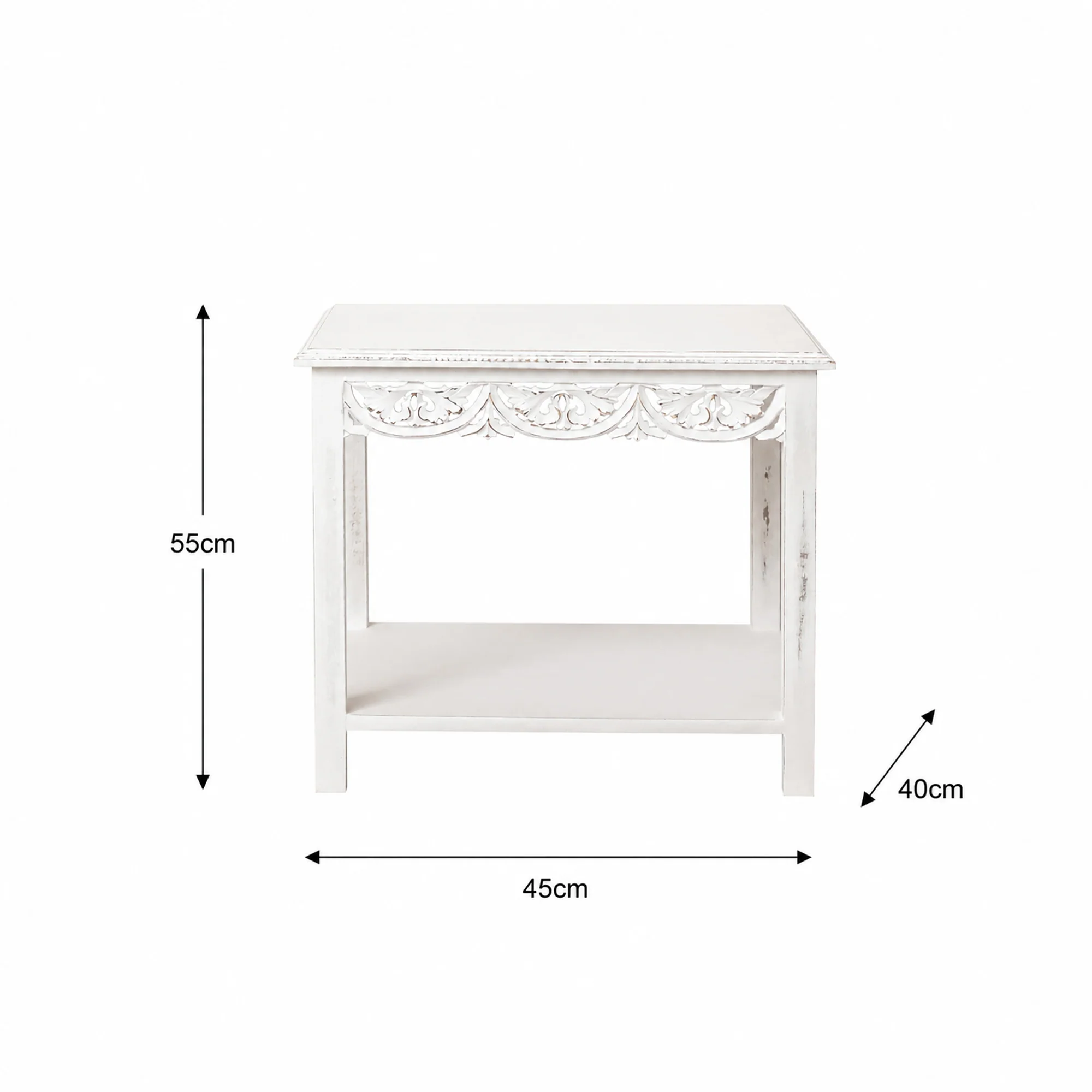 Distressed White Painted Bohemian Side Table - Freya White Range - Image 6
