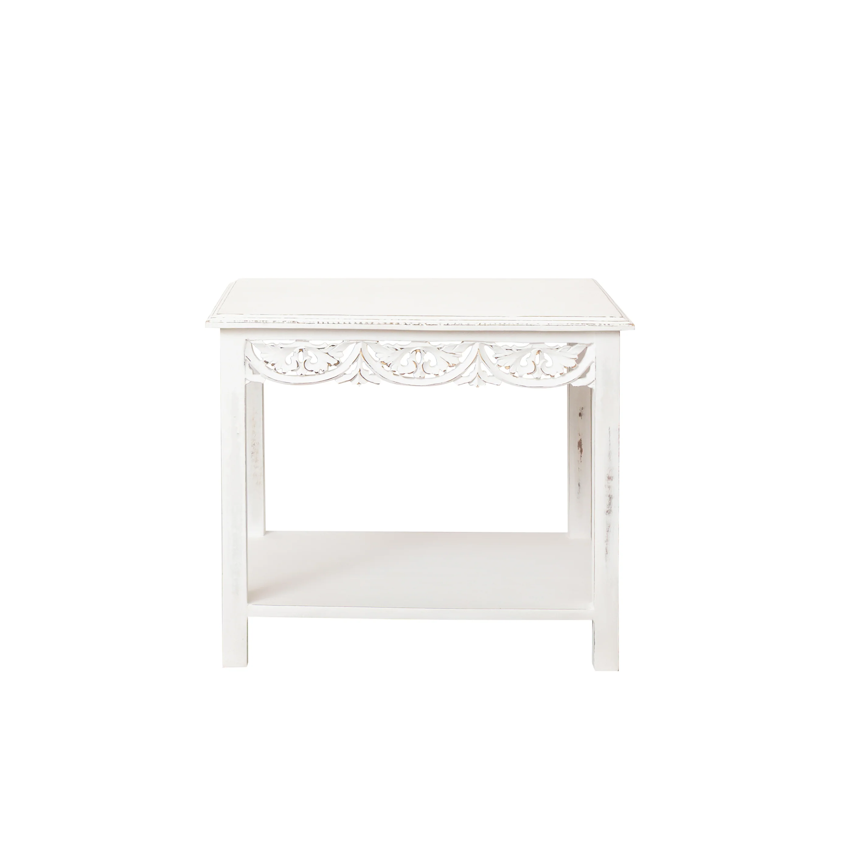 Distressed White Painted Bohemian Side Table - Freya White Range - Image 7