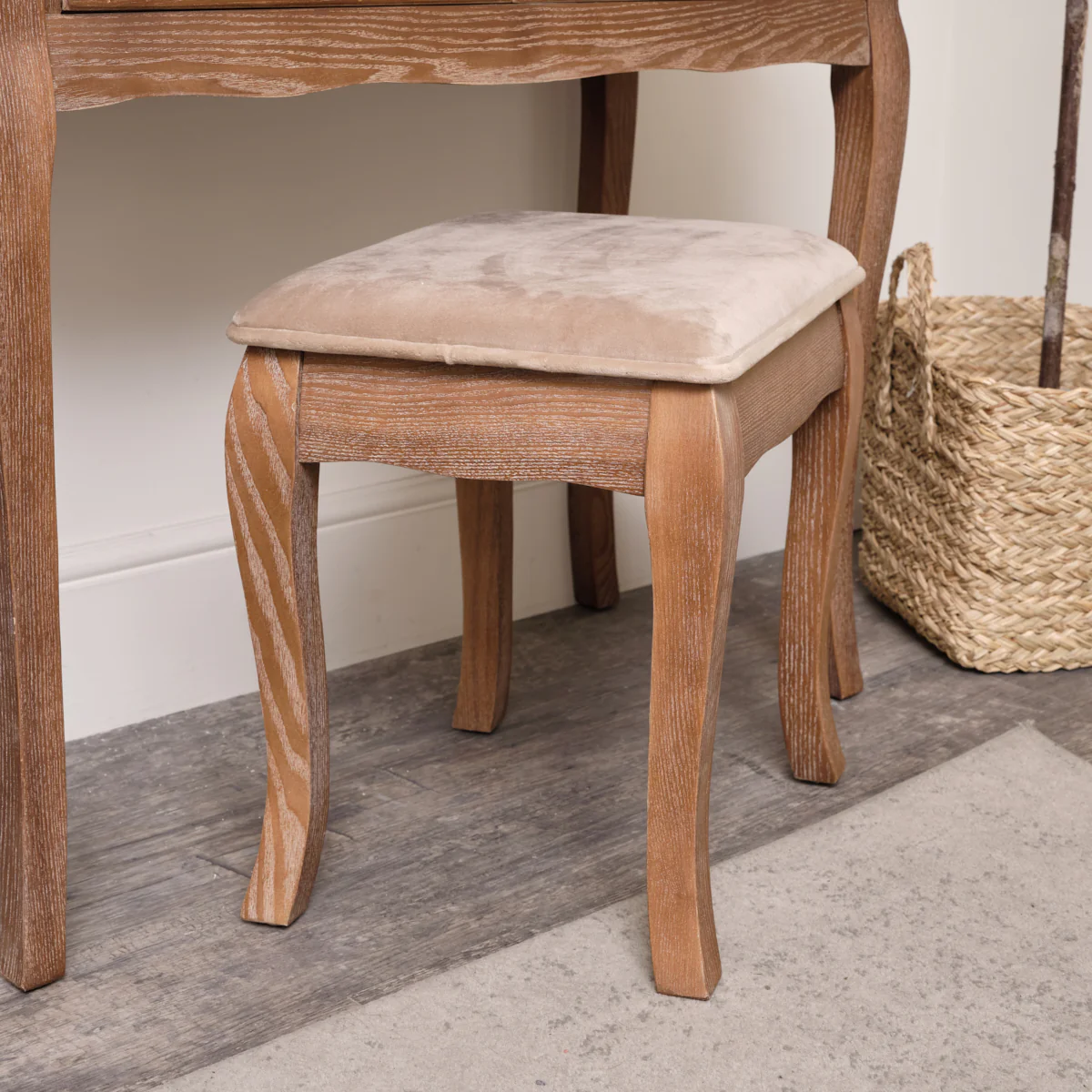 Dark Wood Dressing Table, Mirror & Stool Set - Ashwell Range - Image 4