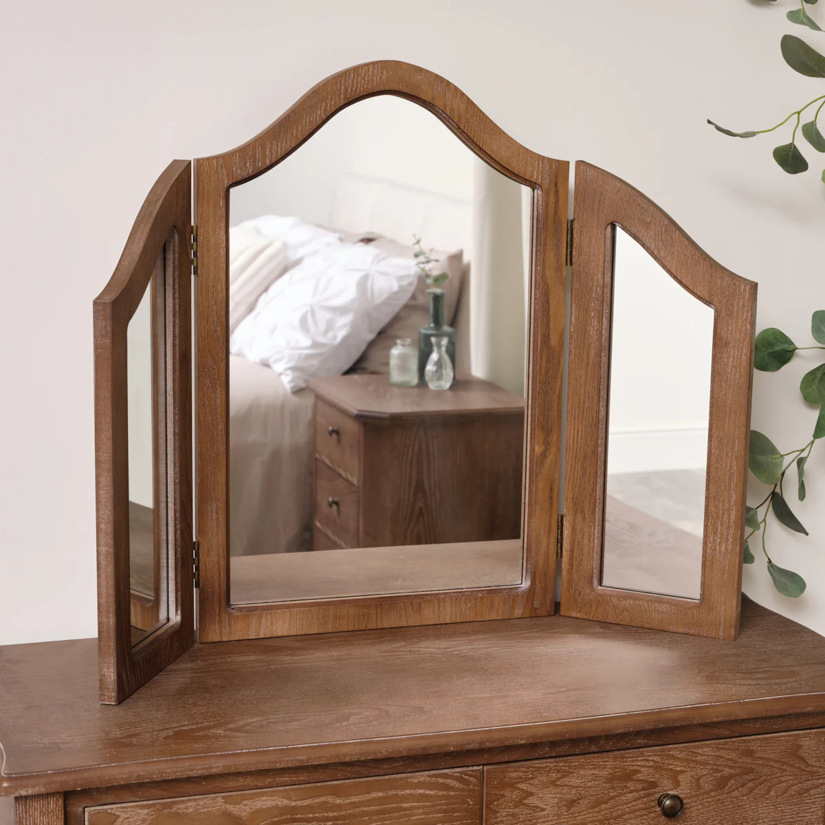Dark Wood Dressing Table, Mirror & Stool Set - Ashwell Range - Image 5