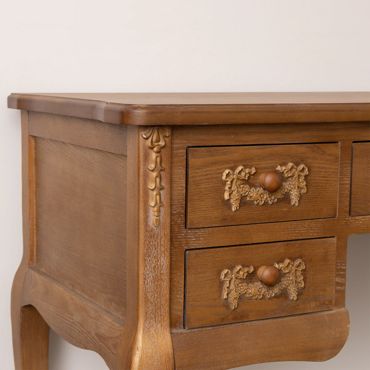 Wooden Dressing Table Desk with Triple Mirror and Stool & Pair of 3 Drawers Bedside Tables - Pays Du Bois Range - Image 2