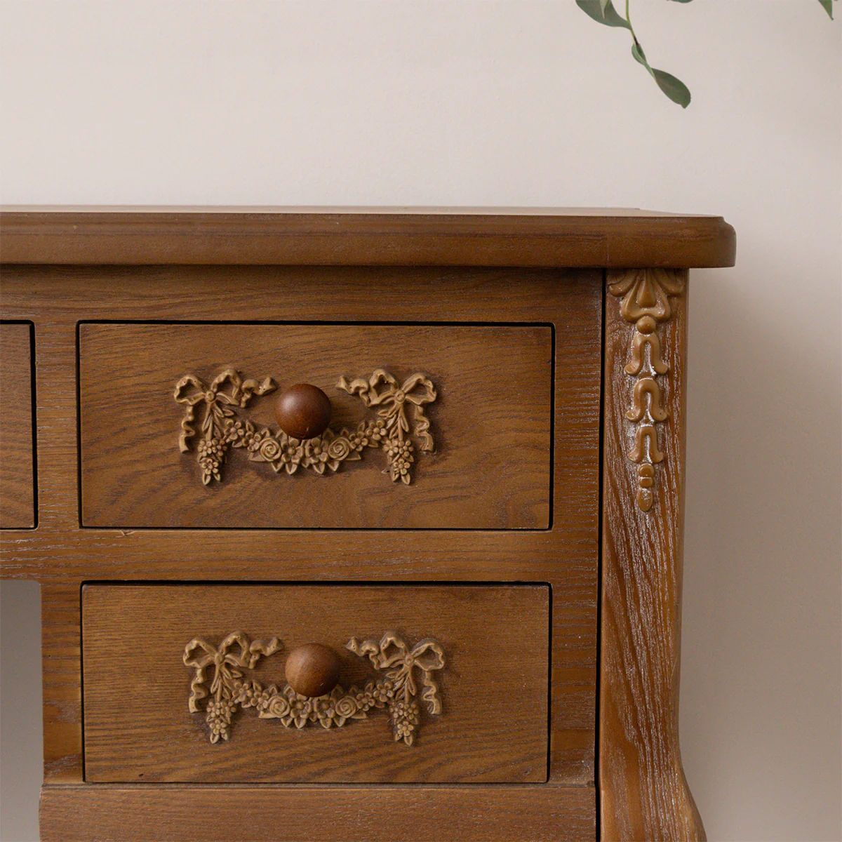Wooden Dressing Table Desk with Triple Mirror and Stool & Pair of 3 Drawers Bedside Tables - Pays Du Bois Range - Image 4