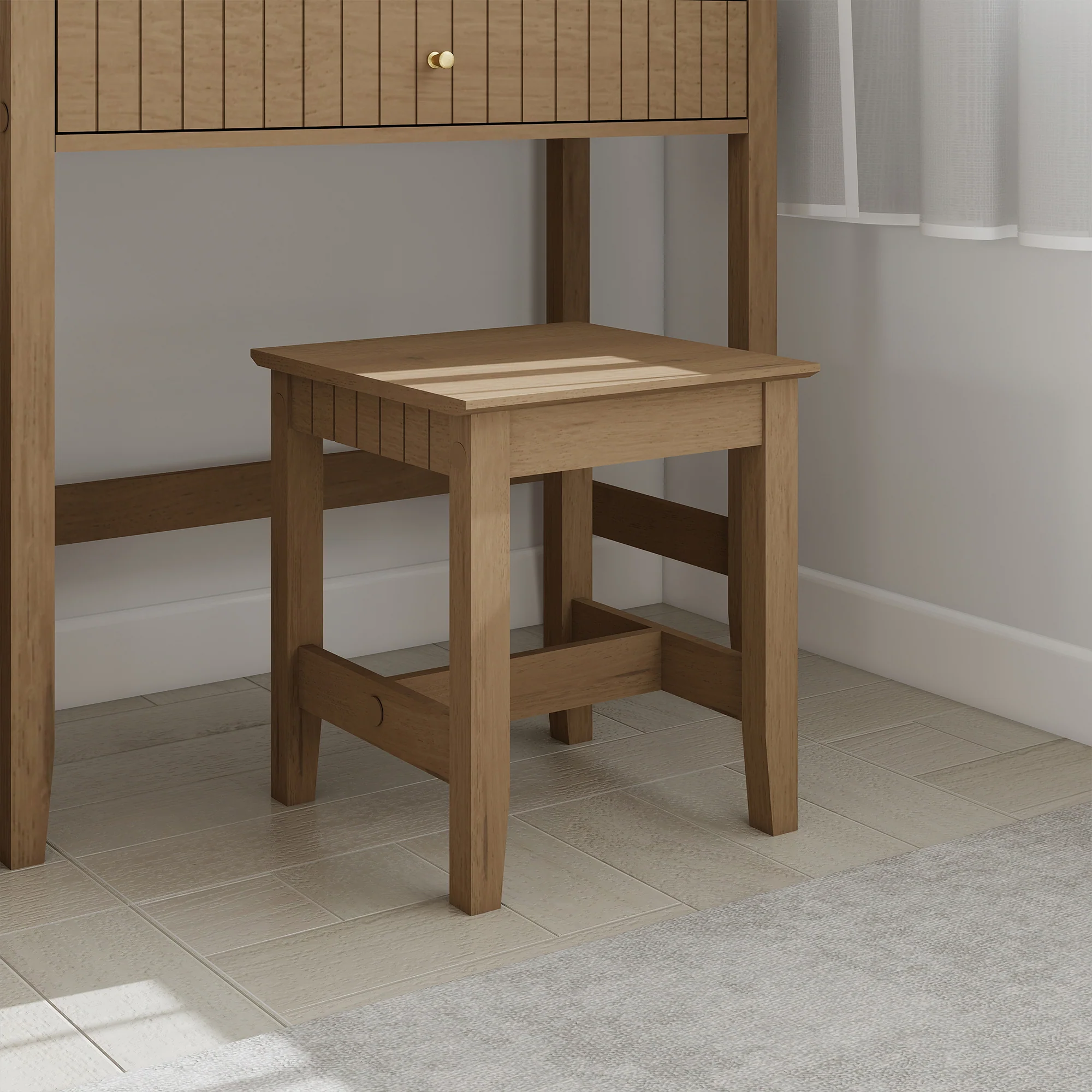 Dressing Table & Stool Set - Hales Pale Wood Range - Image 5
