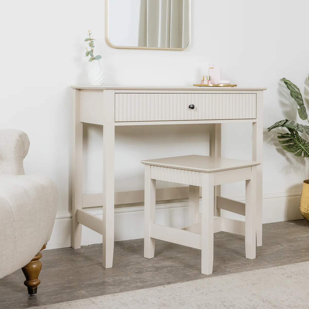Dressing Table & Stool Set - Hales Taupe Range - Image 4