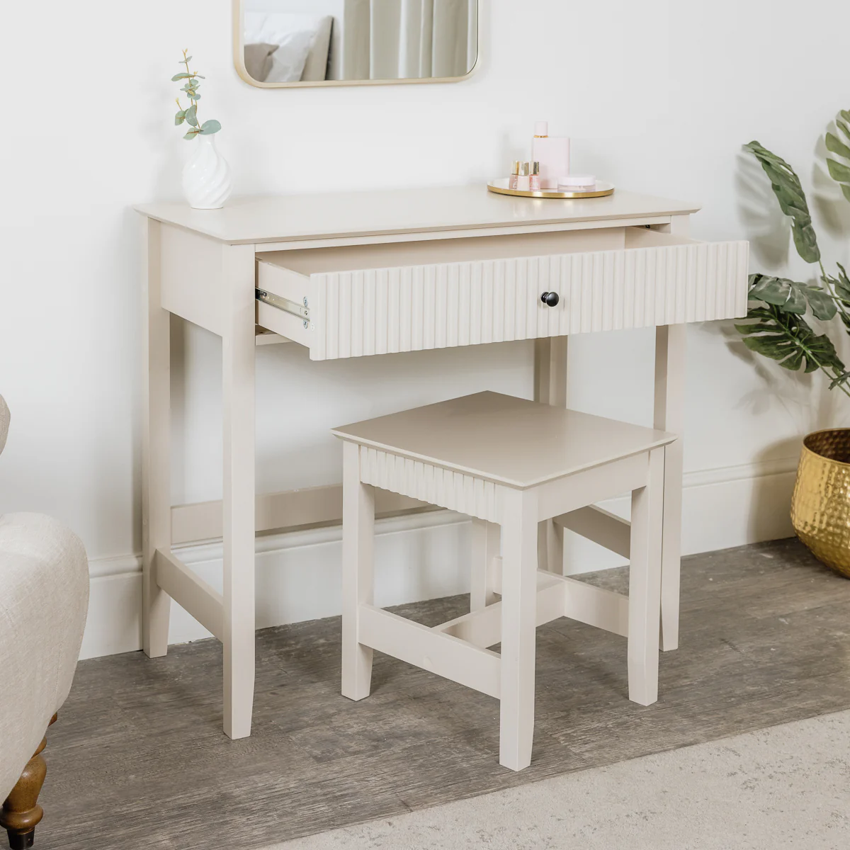 Dressing Table & Stool Set - Hales Taupe Range - Image 5