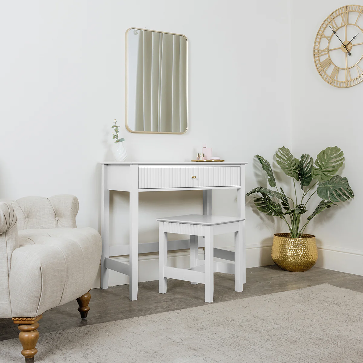 Dressing Table & Stool Set - Hales White Range - Image 8