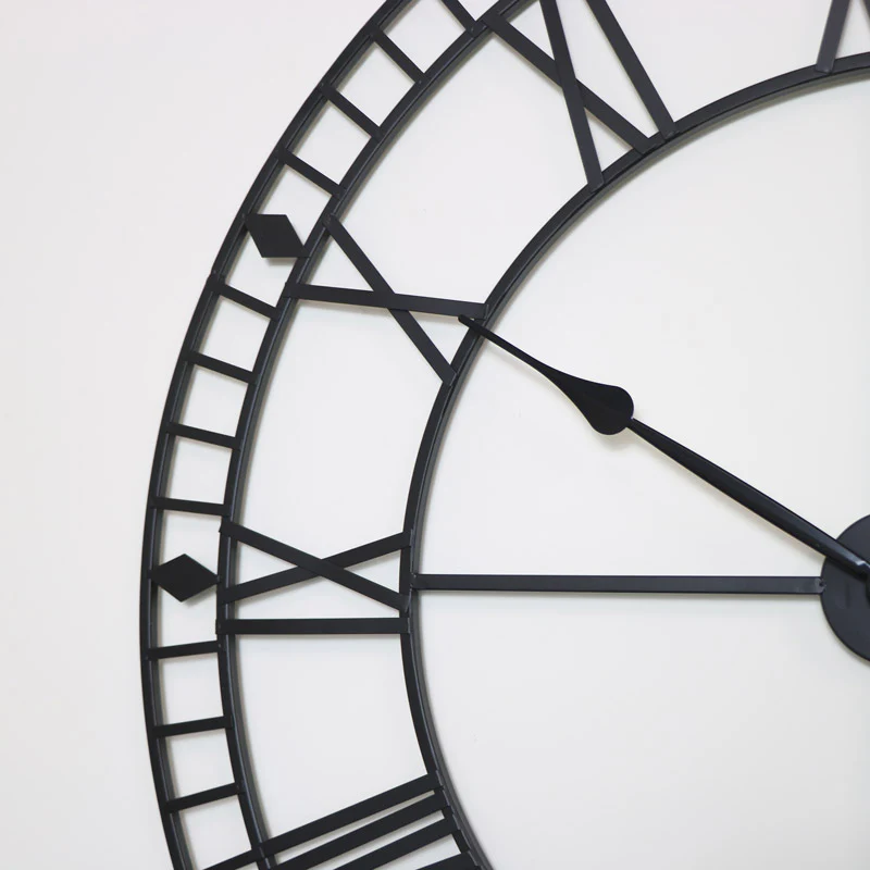 Extra Large Black Metal Skeleton Clock 100cm x 100cm - Image 2