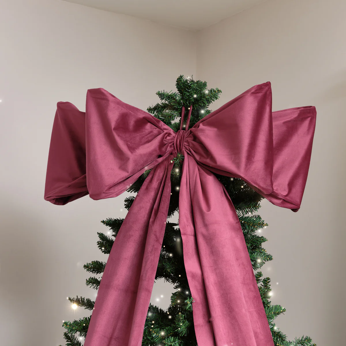 Extra Large Dark Red Velvet Christmas Bow - 70cm x 140cm - Image 2