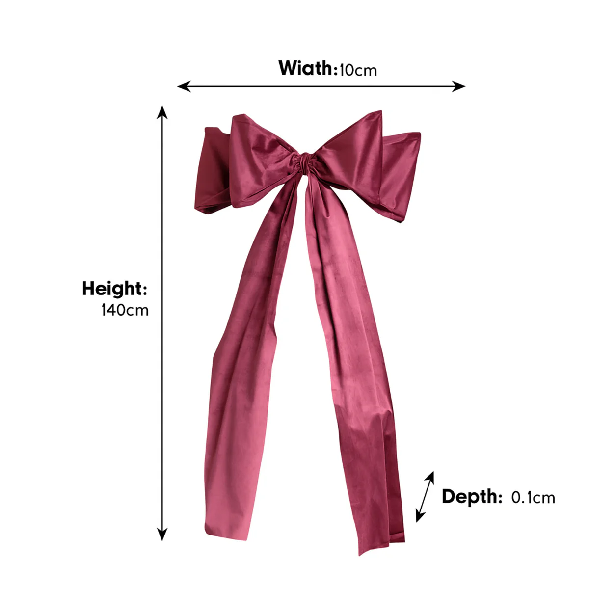 Extra Large Dark Red Velvet Christmas Bow - 70cm x 140cm - Image 5