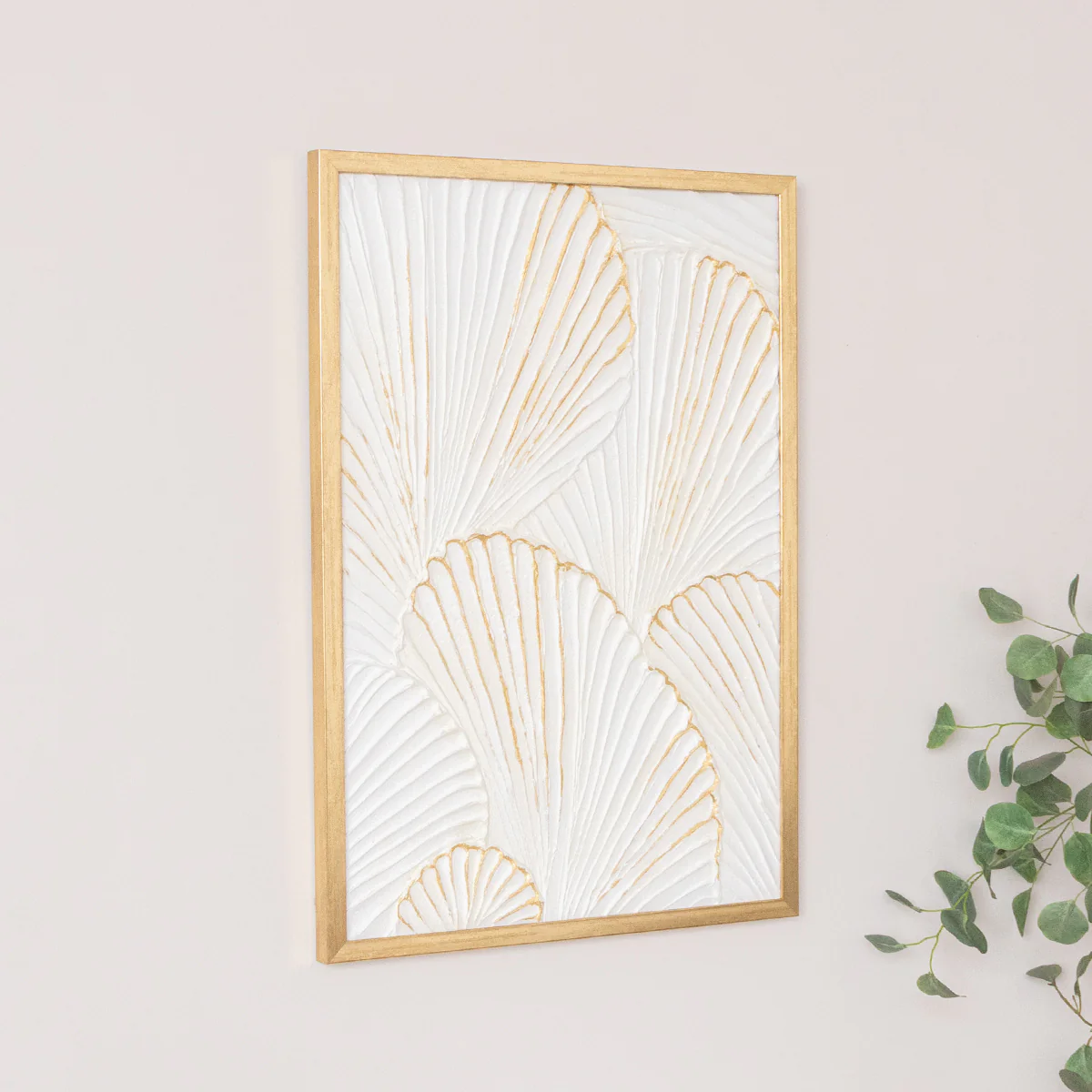 Extra Large Gold Ginkgo Textured Wall Art - 55cm x 80cm - Image 4