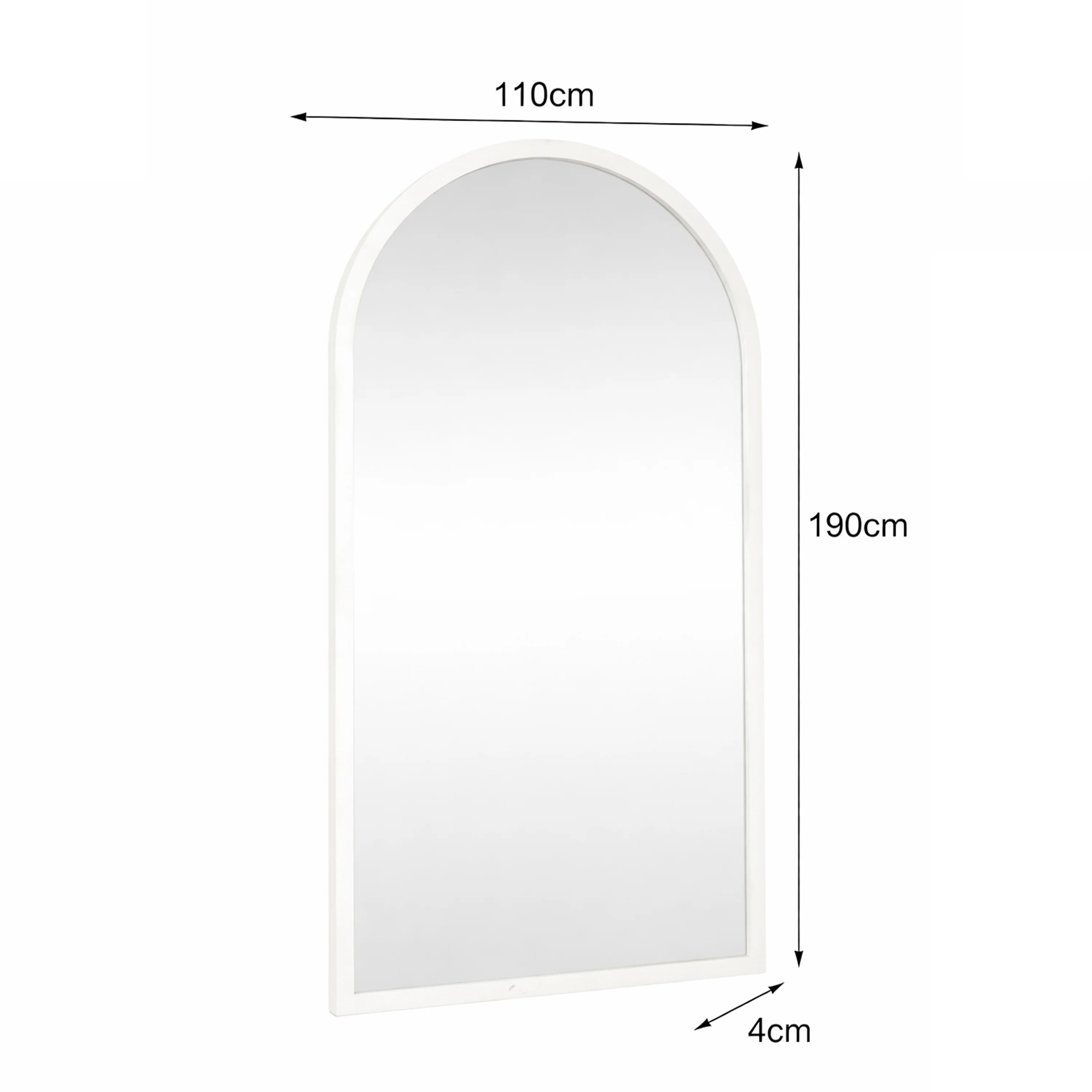 Extra Large White Arched Frame Leaner/Wall Mirror - 190cm x 110cm - Image 5