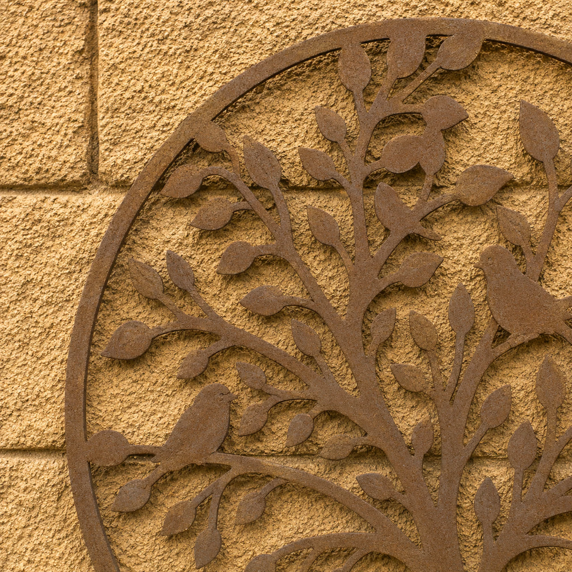 Galvanised Rust Tree Detail Garden Wall Art - 30cm - Image 3