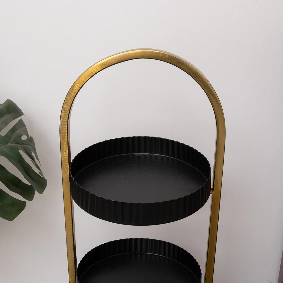 Gold and Black Metal 3 Tiered Storage Caddy - 25cm x 78cm - Image 3