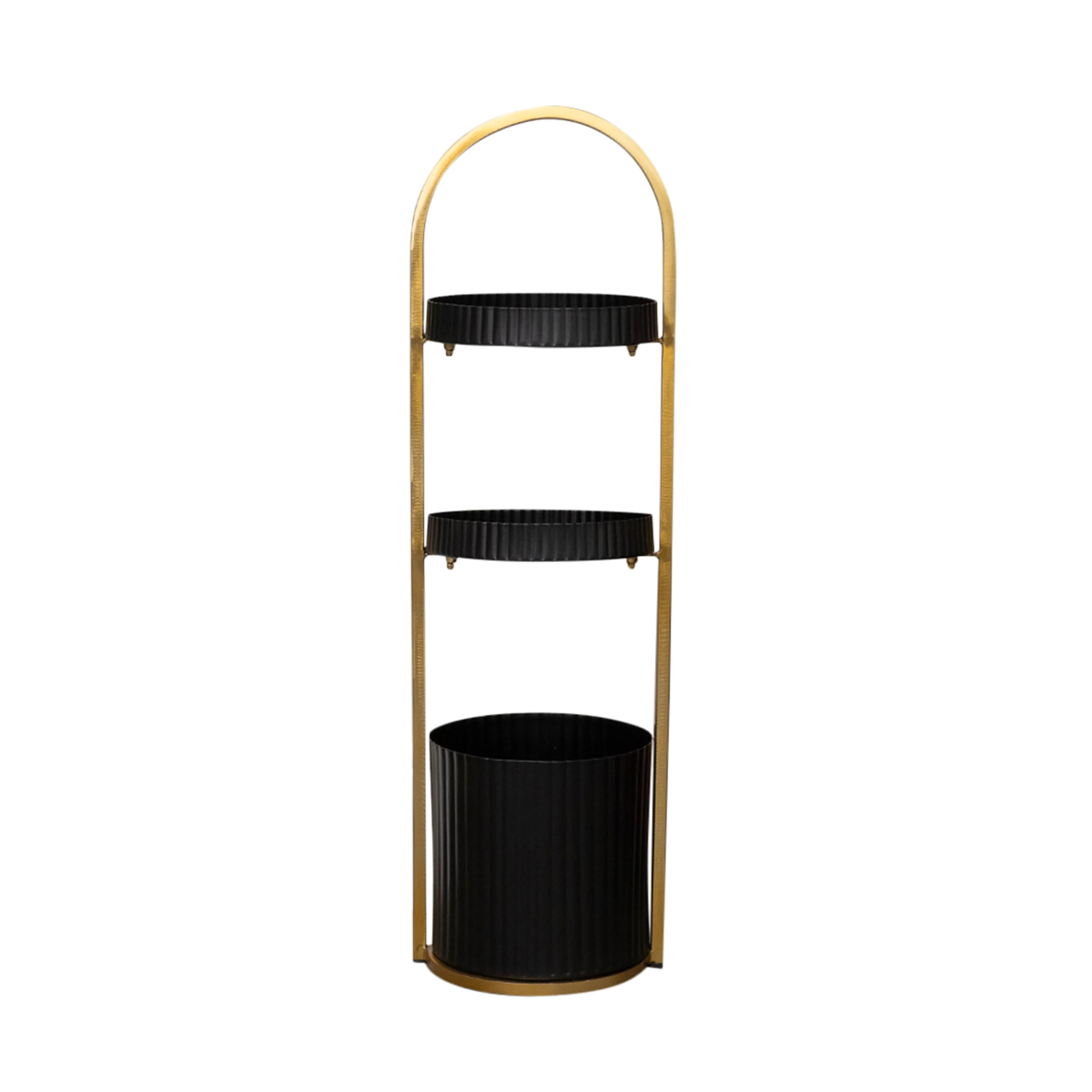 Gold and Black Metal 3 Tiered Storage Caddy - 25cm x 78cm - Image 8