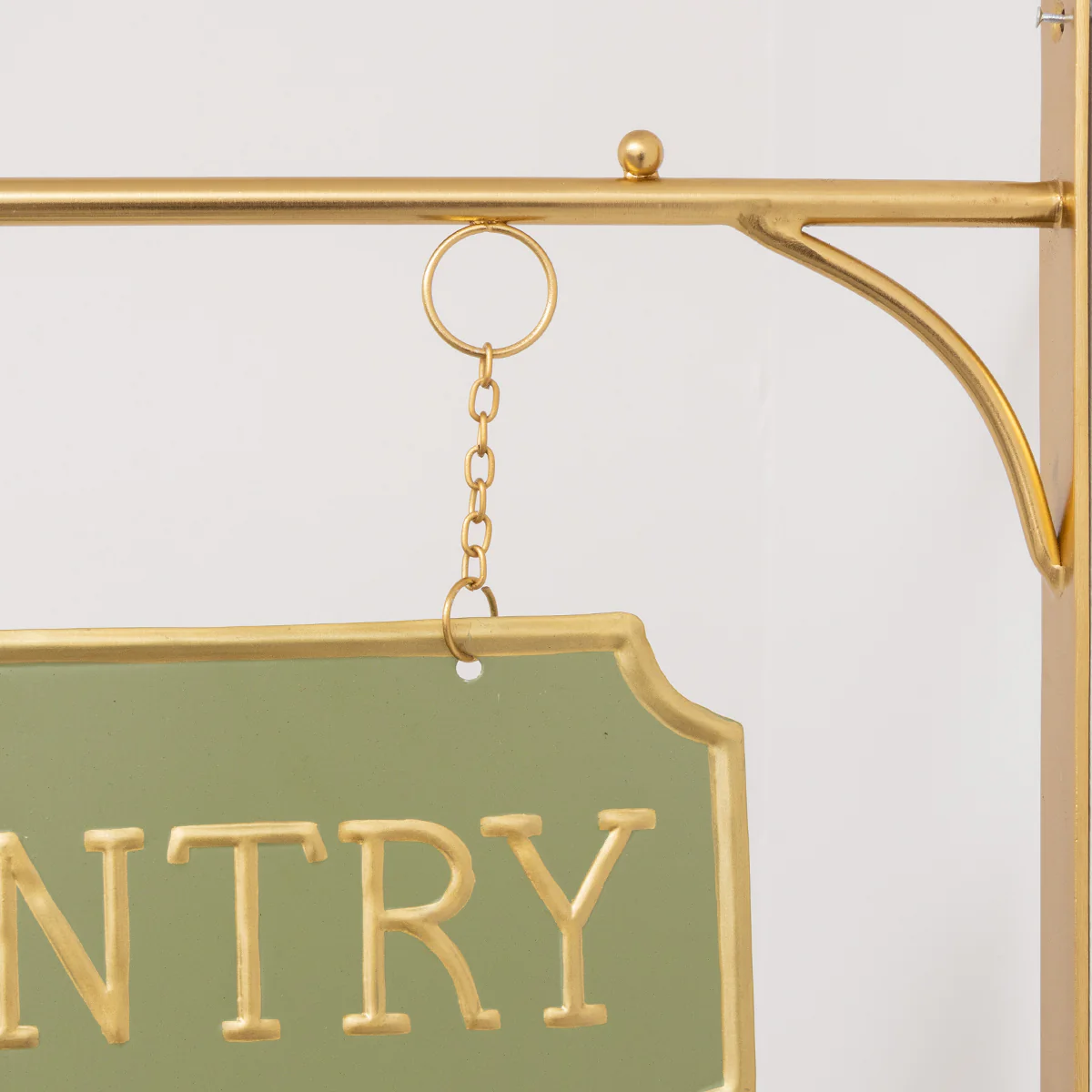 Gold and Sage Green Metal Wall Mounted Hanging Pantry Sign - Image 3